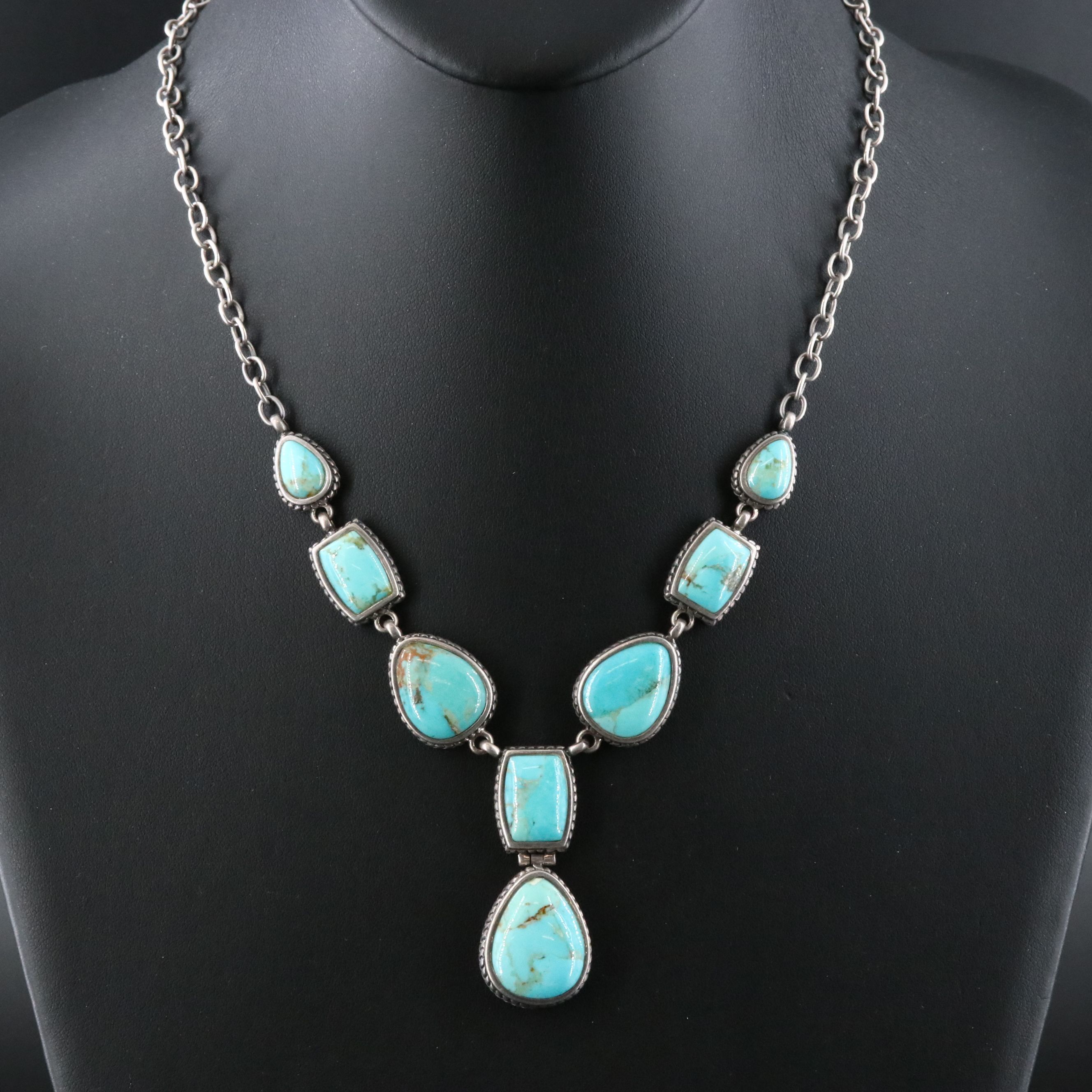 Barse Sterling Turquoise Lariat Necklace