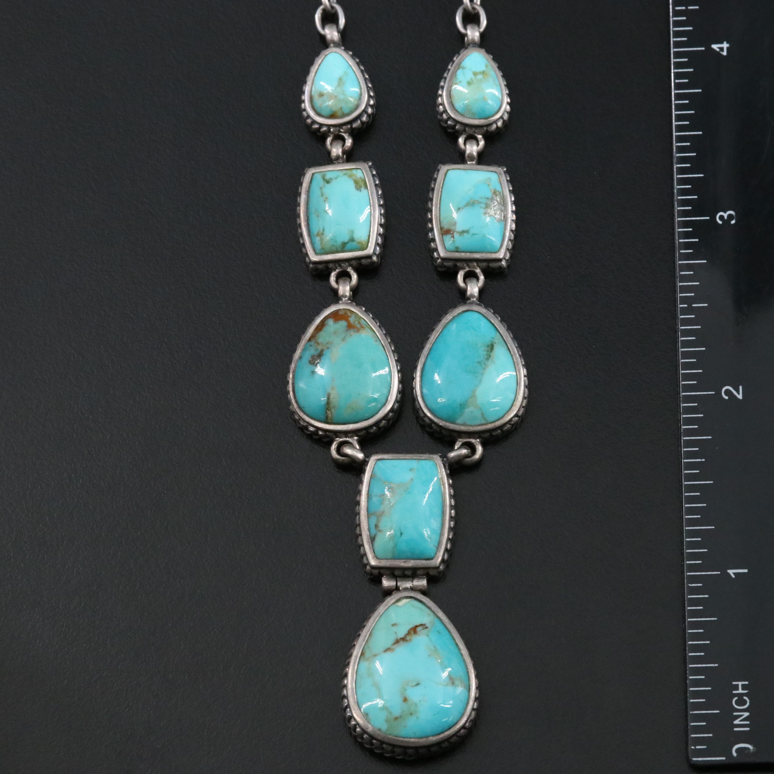 Barse Sterling Turquoise Lariat Necklace