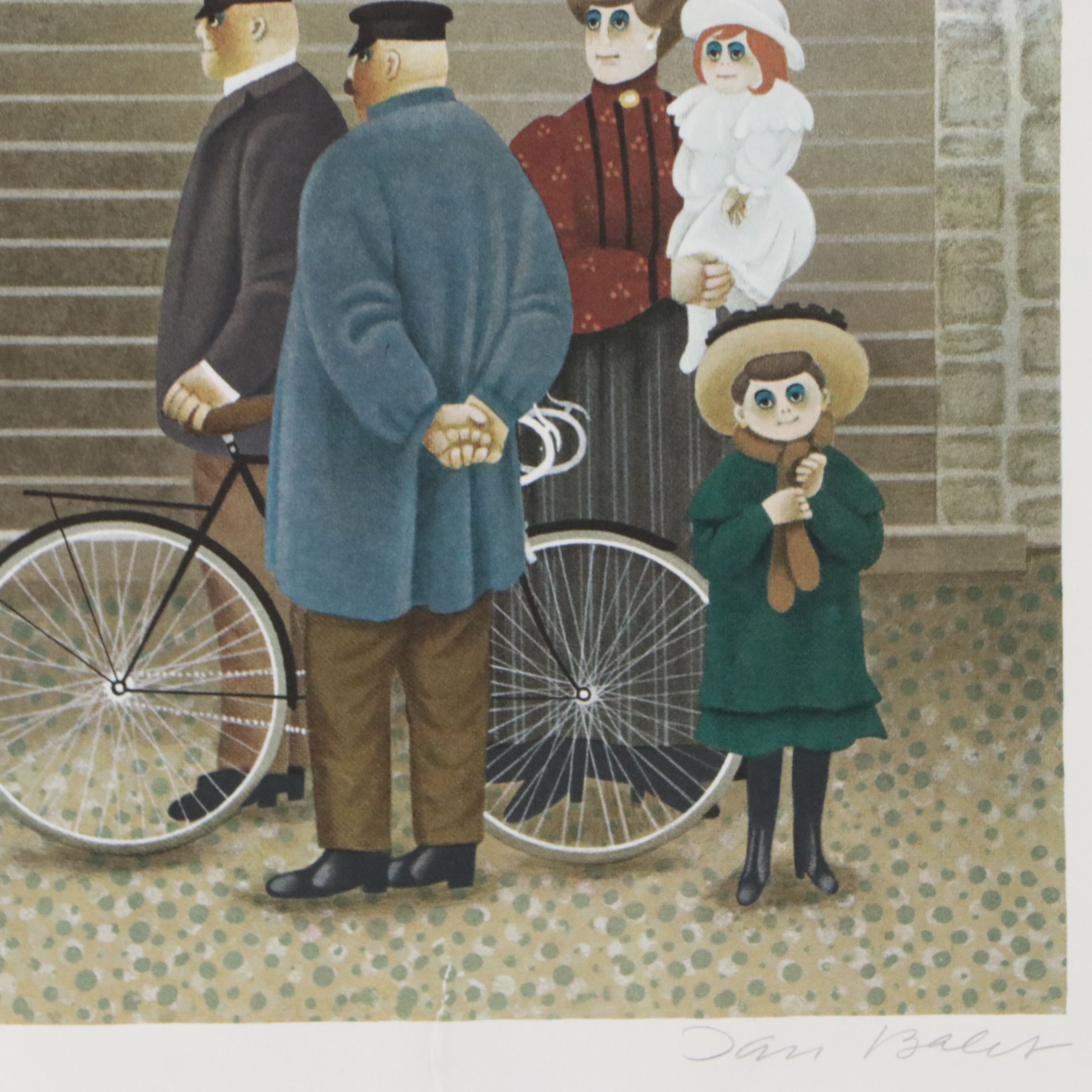 Jan Balet Lithograph "Village Gathering"