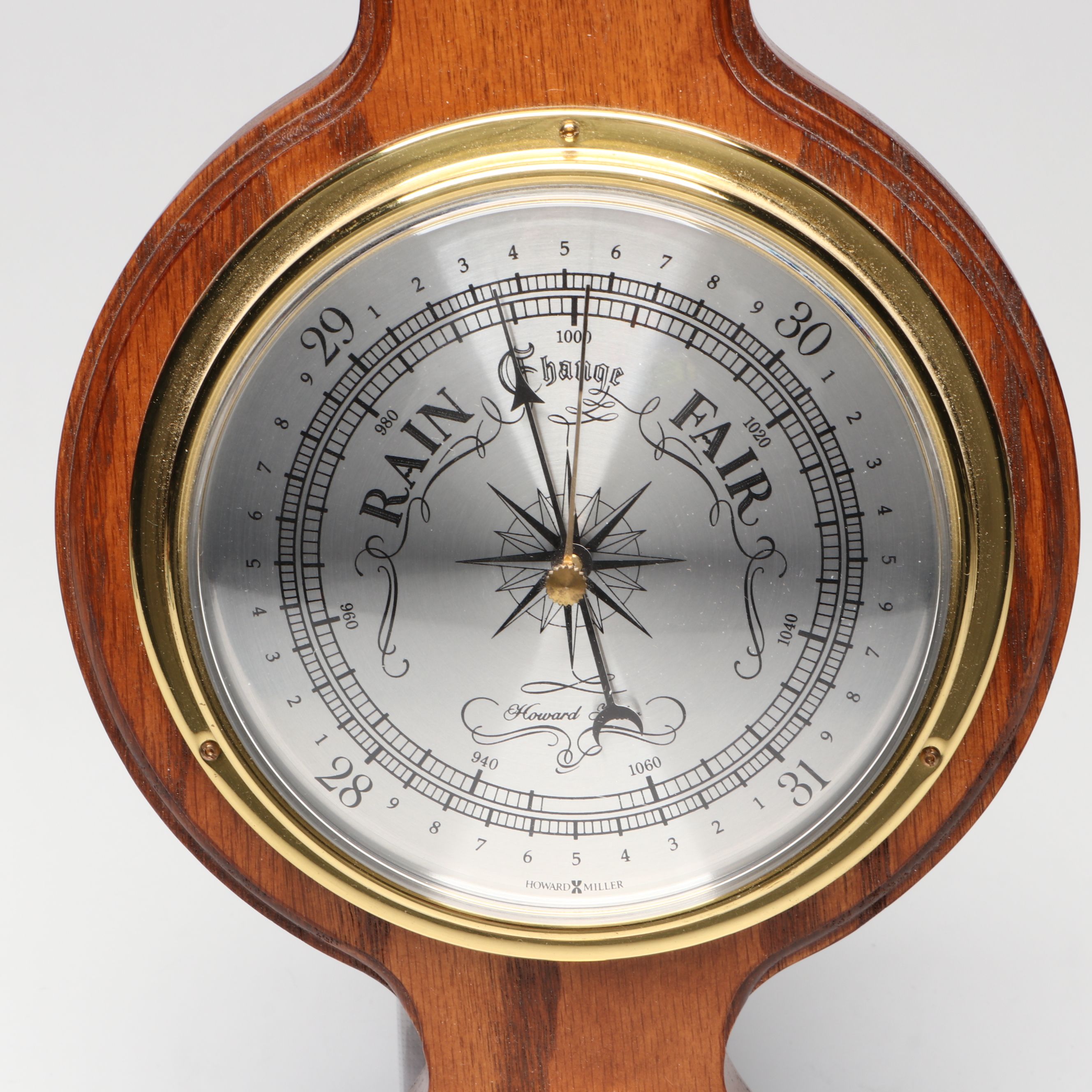 Howard Miller Wood Wall Mount Banjo Weather Station, Late 20th C.