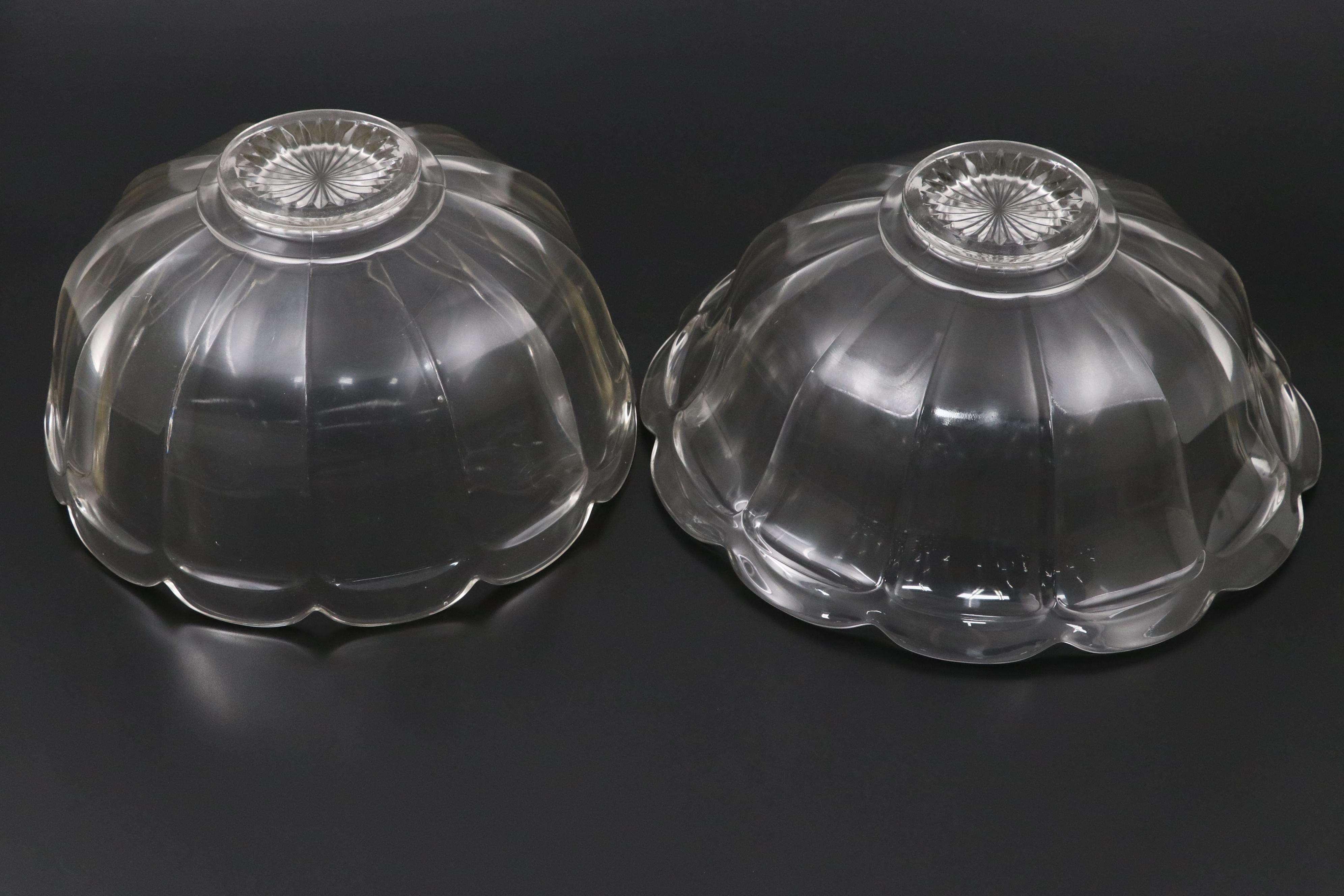 Glass Punch Bowls and Cups with Ladles, Mid to Late 20th Century