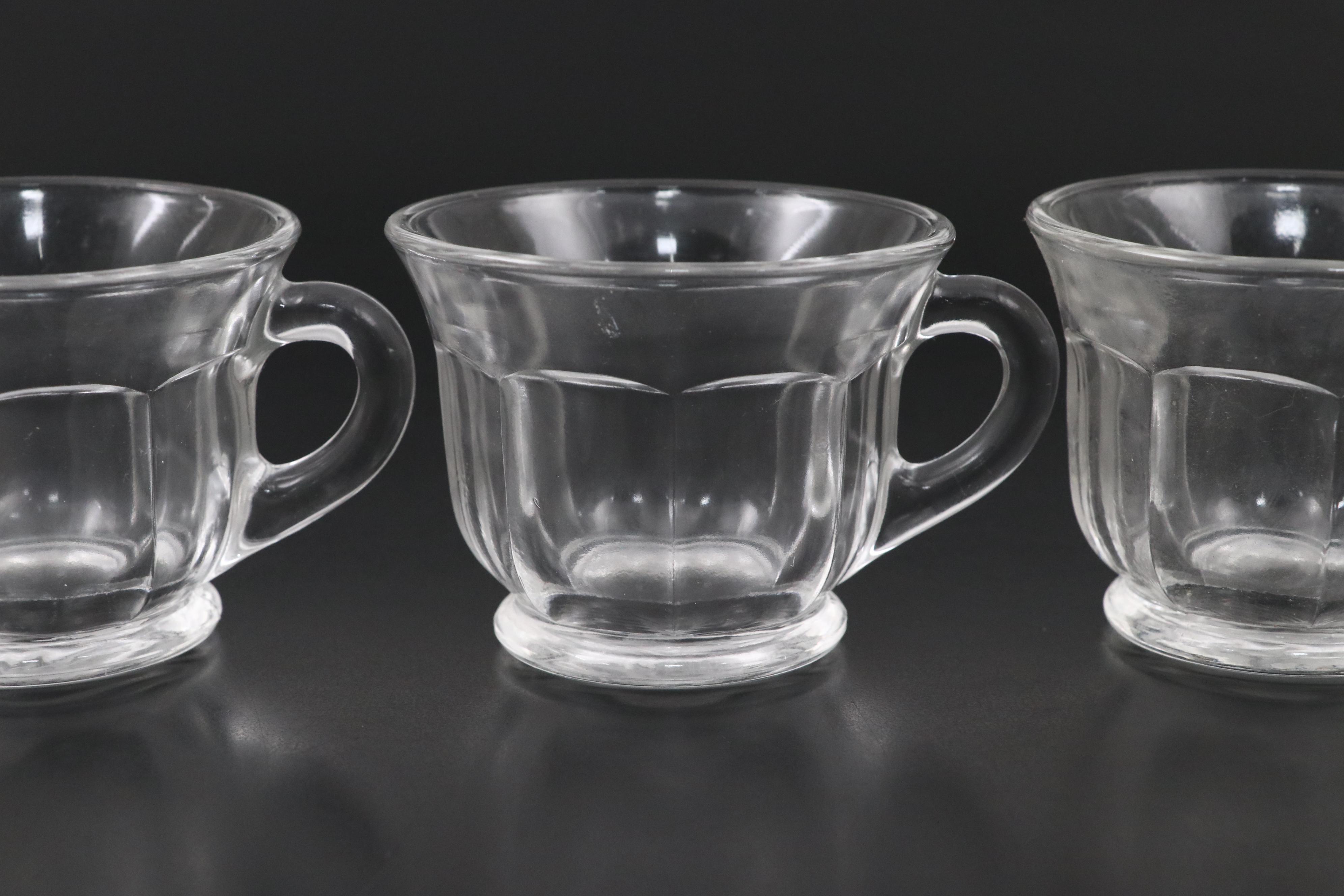 Glass Punch Bowls and Cups with Ladles, Mid to Late 20th Century