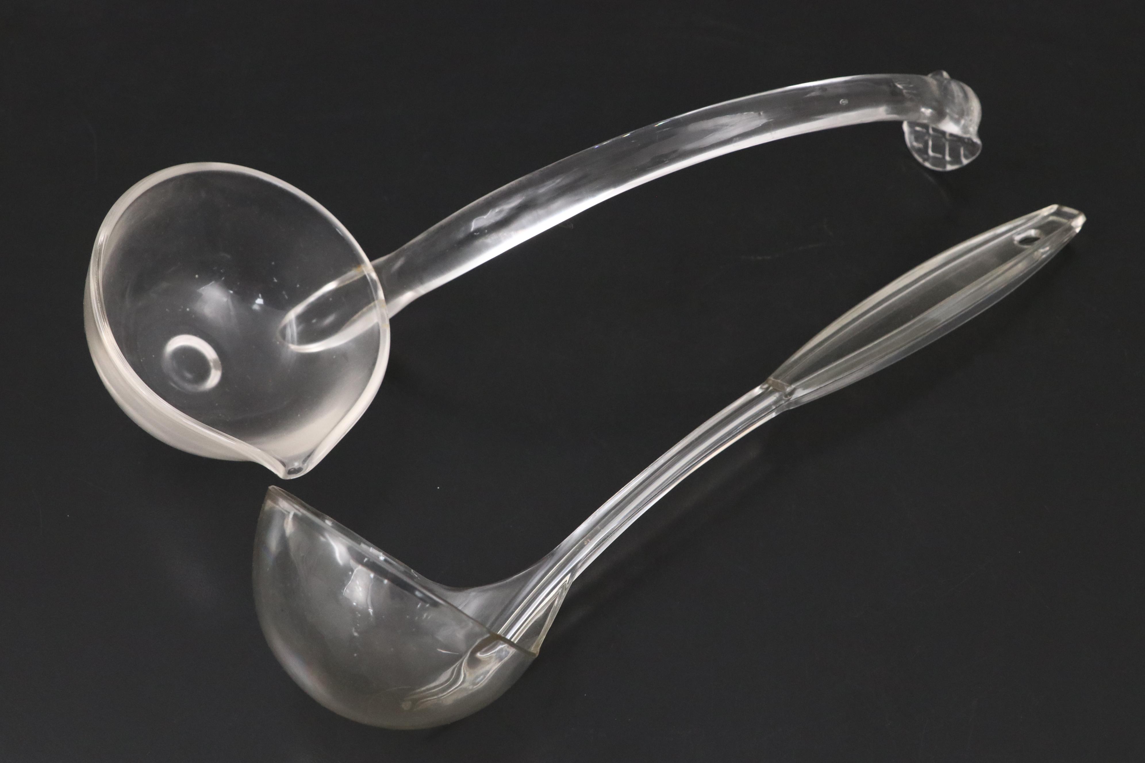 Glass Punch Bowls and Cups with Ladles, Mid to Late 20th Century