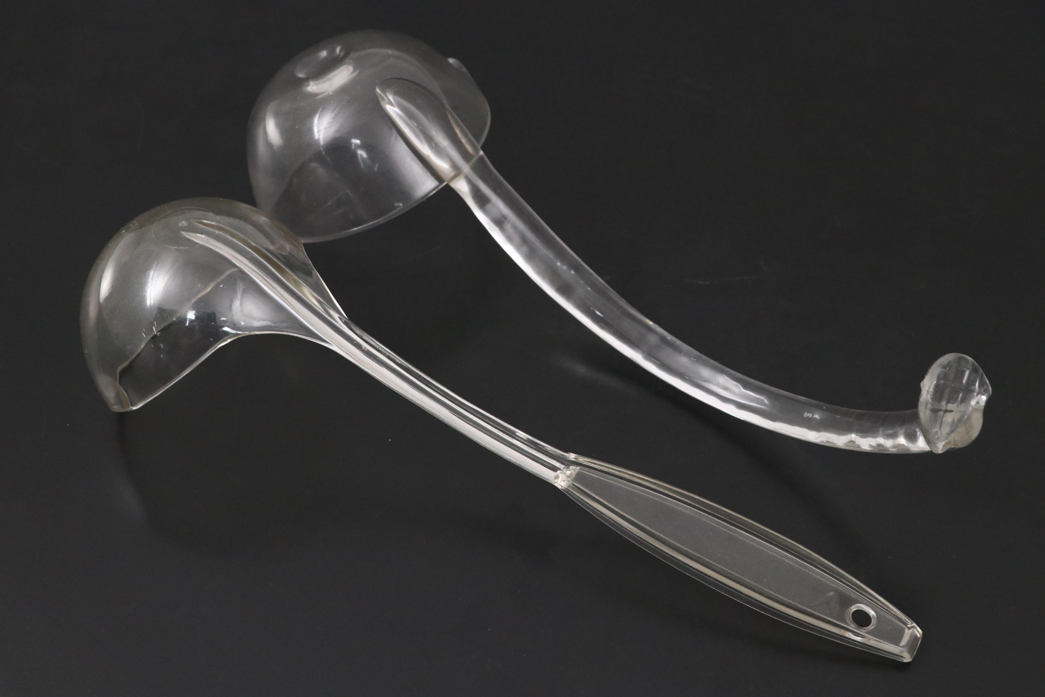 Glass Punch Bowls and Cups with Ladles, Mid to Late 20th Century