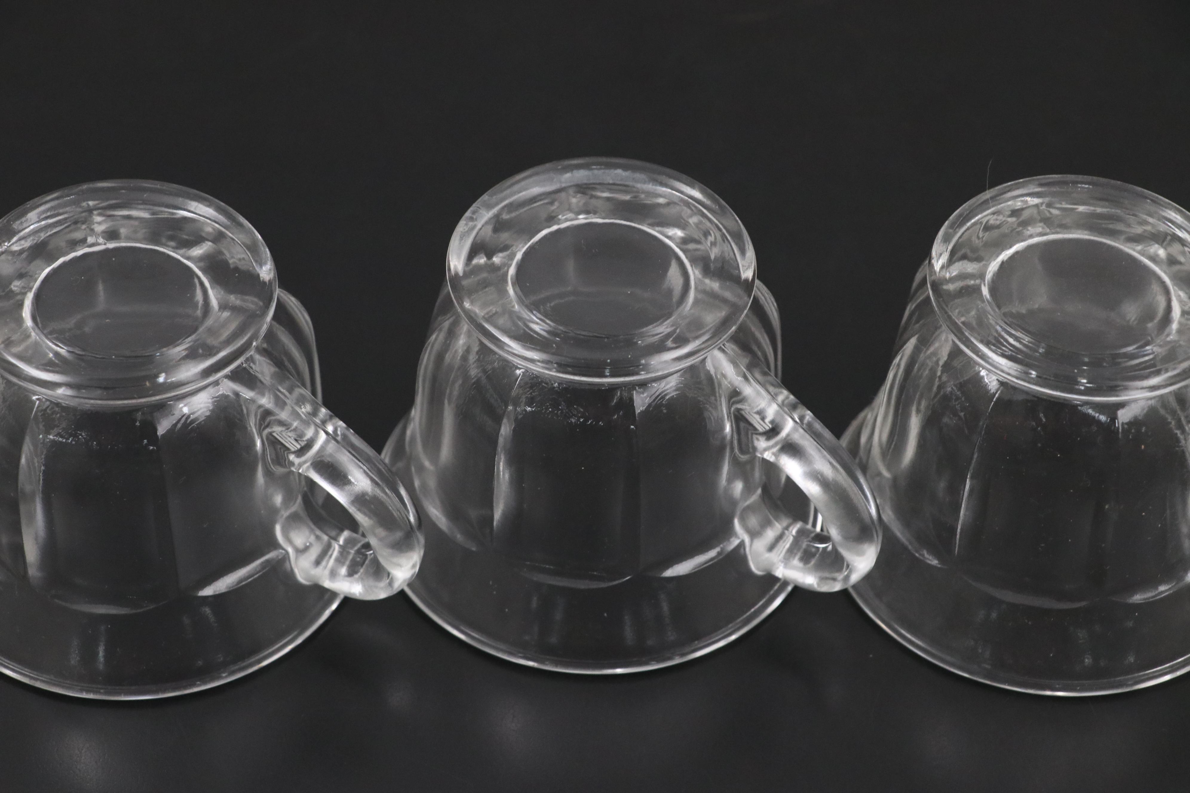 Glass Punch Bowls and Cups with Ladles, Mid to Late 20th Century