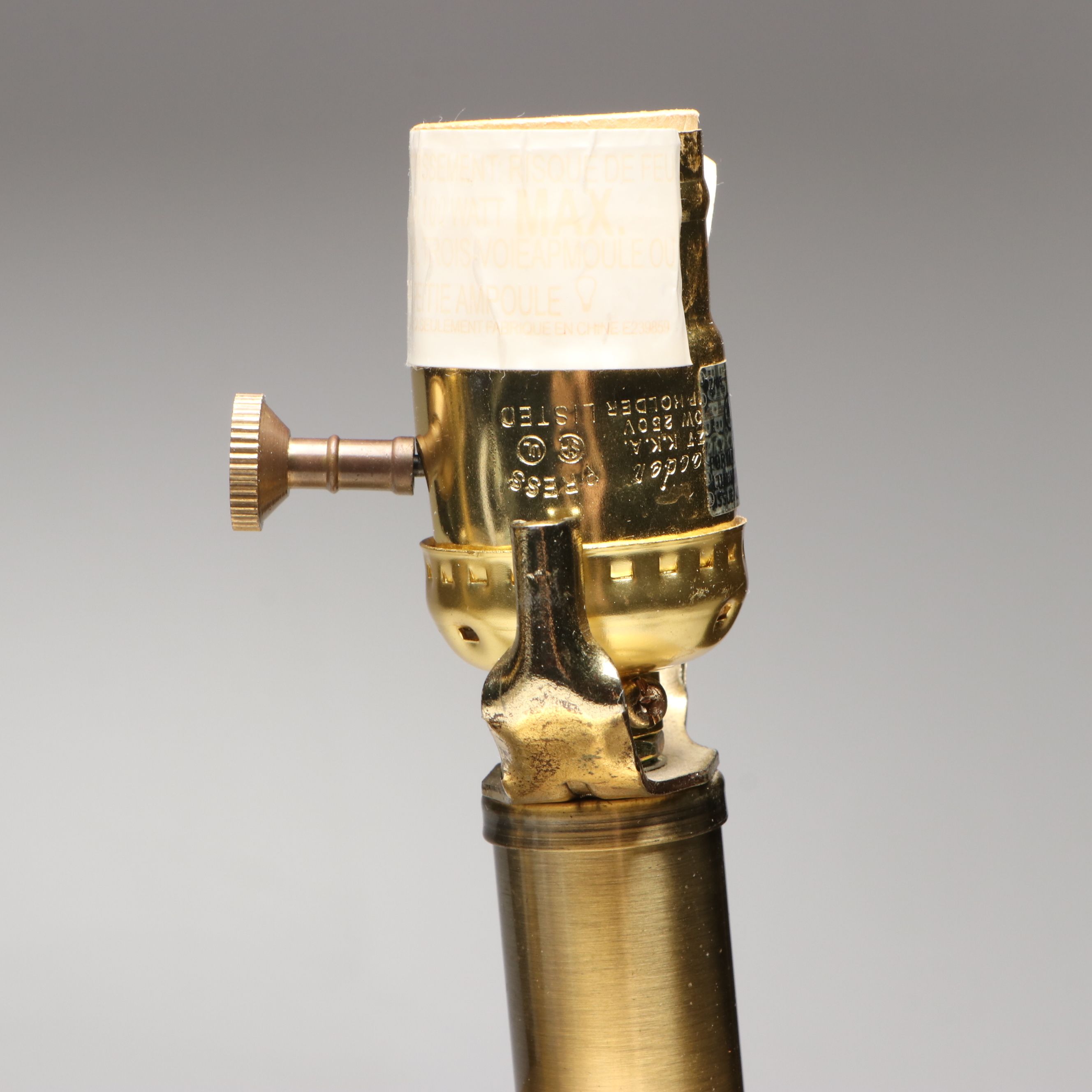 Pair of Stiffel Candlestick Form Brushed Brass Table Lamps