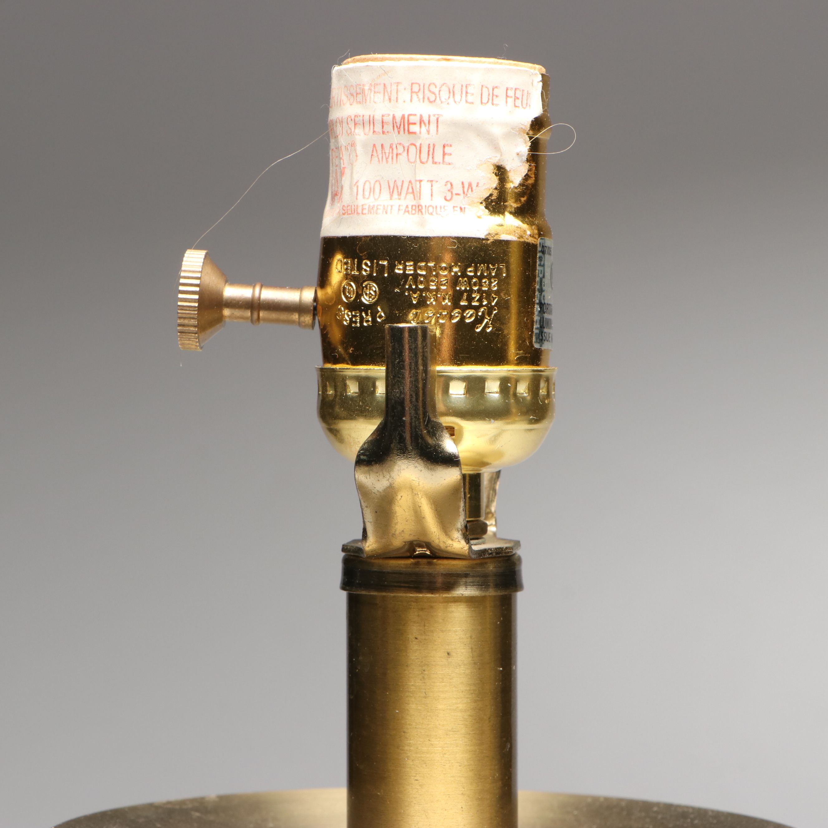 Pair of Stiffel Candlestick Form Brushed Brass Table Lamps