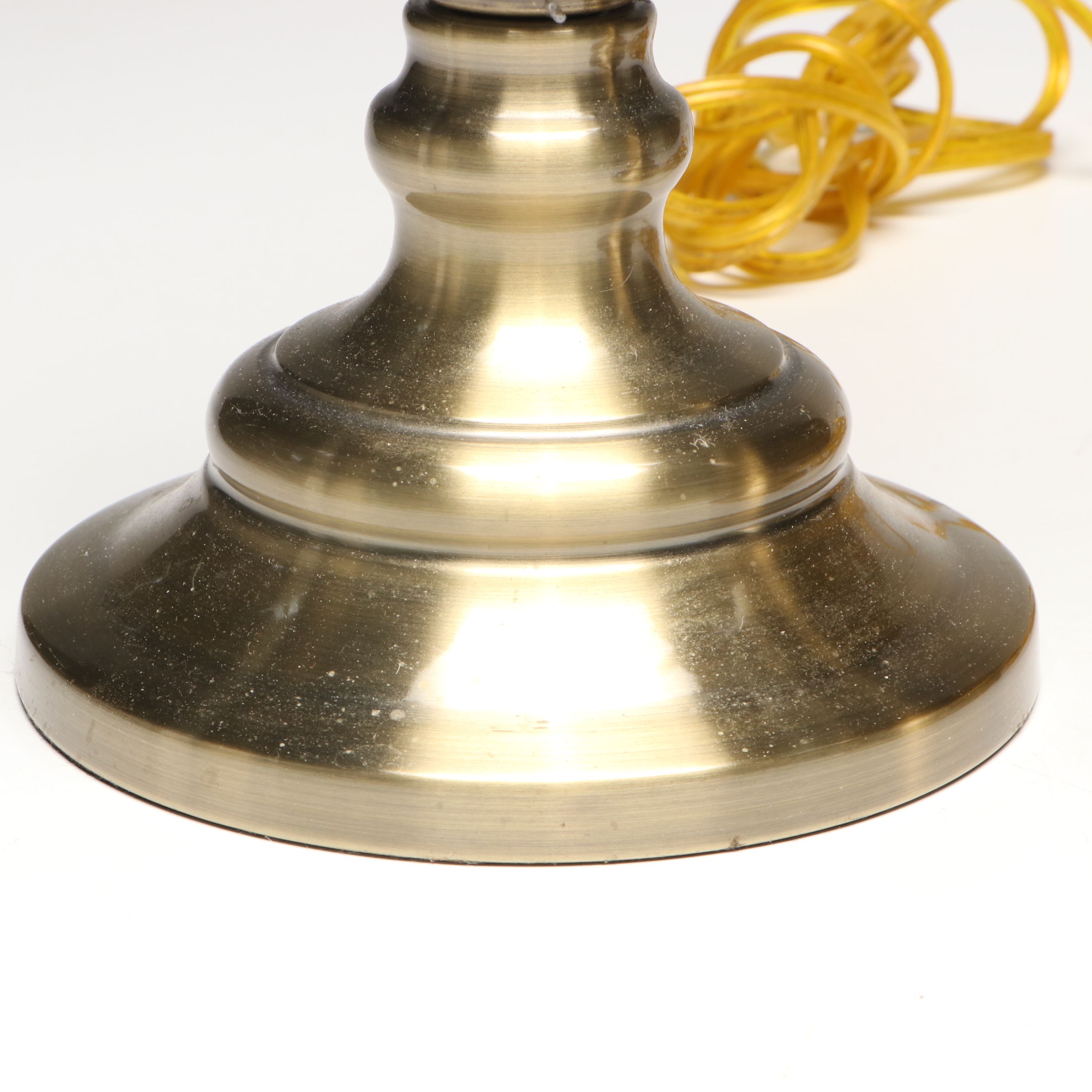 Pair of Stiffel Candlestick Form Brushed Brass Table Lamps