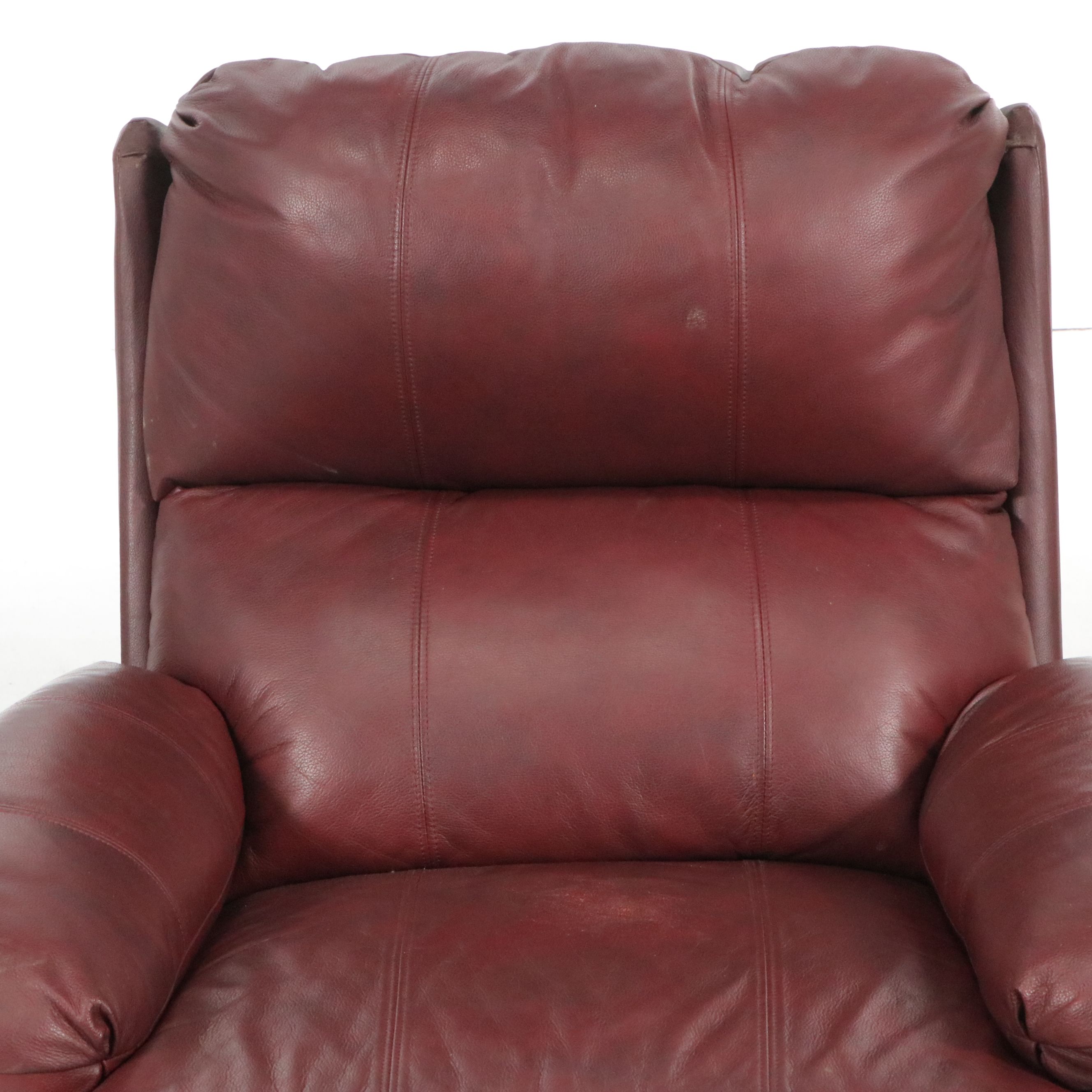 Contemporary Burgundy Leather Rocker Recliner
