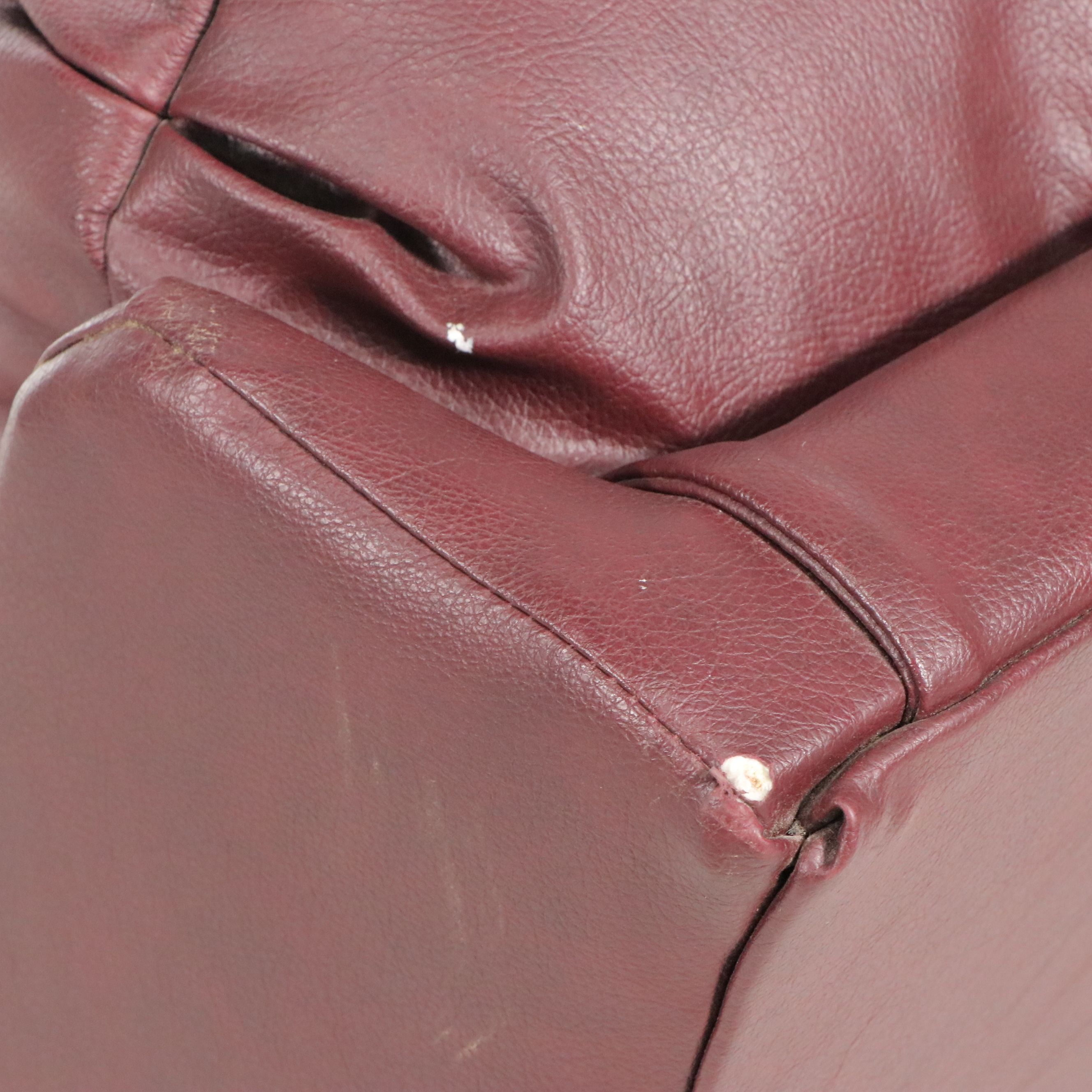 Contemporary Burgundy Leather Rocker Recliner