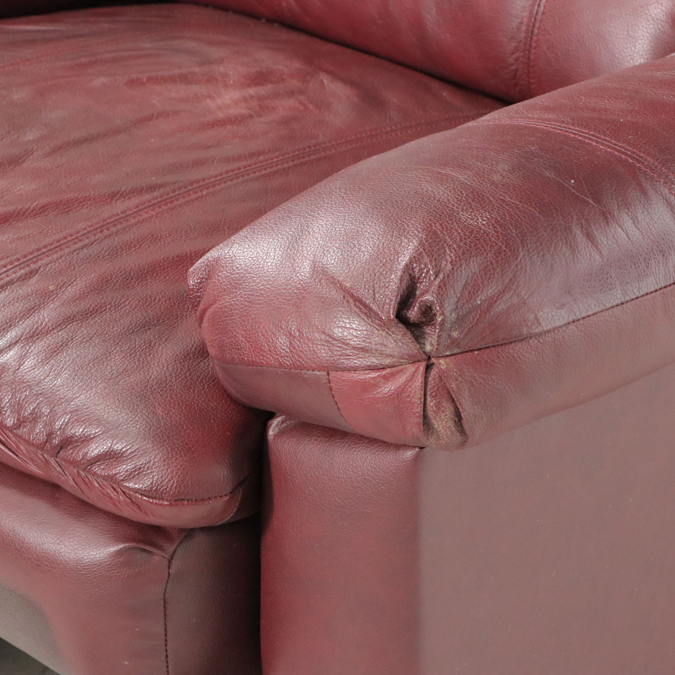 Contemporary Burgundy Leather Rocker Recliner