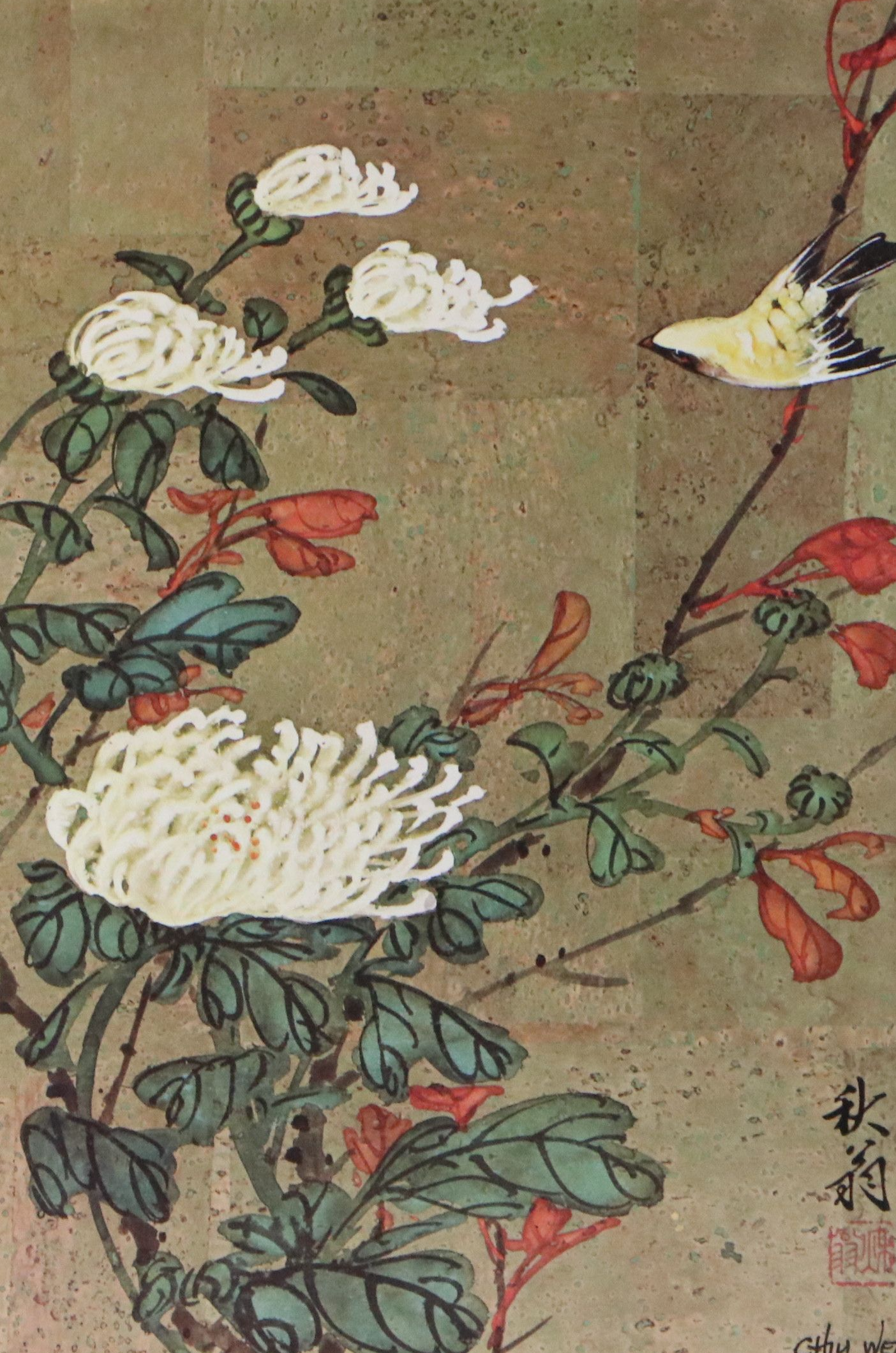 Offset Lithographs After Chiu Weng "Orange Chrysanthemum" and Other