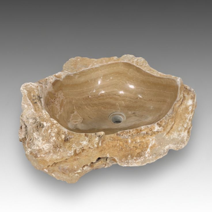 Natural Edge Carved Calcite Marble Sink Bowl