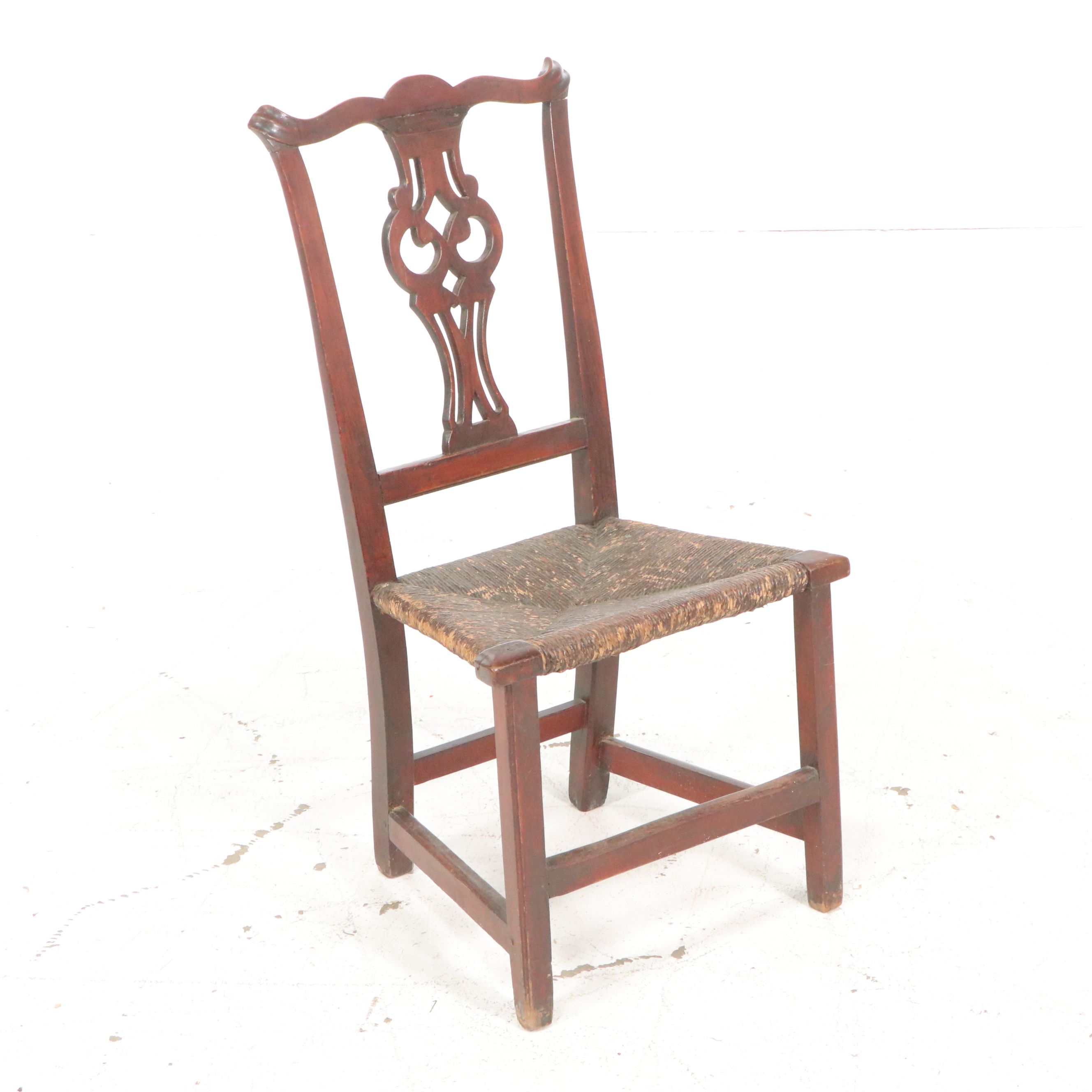 Early American Chippendale Style Side Chair with Ladder-Back Rocking Chair