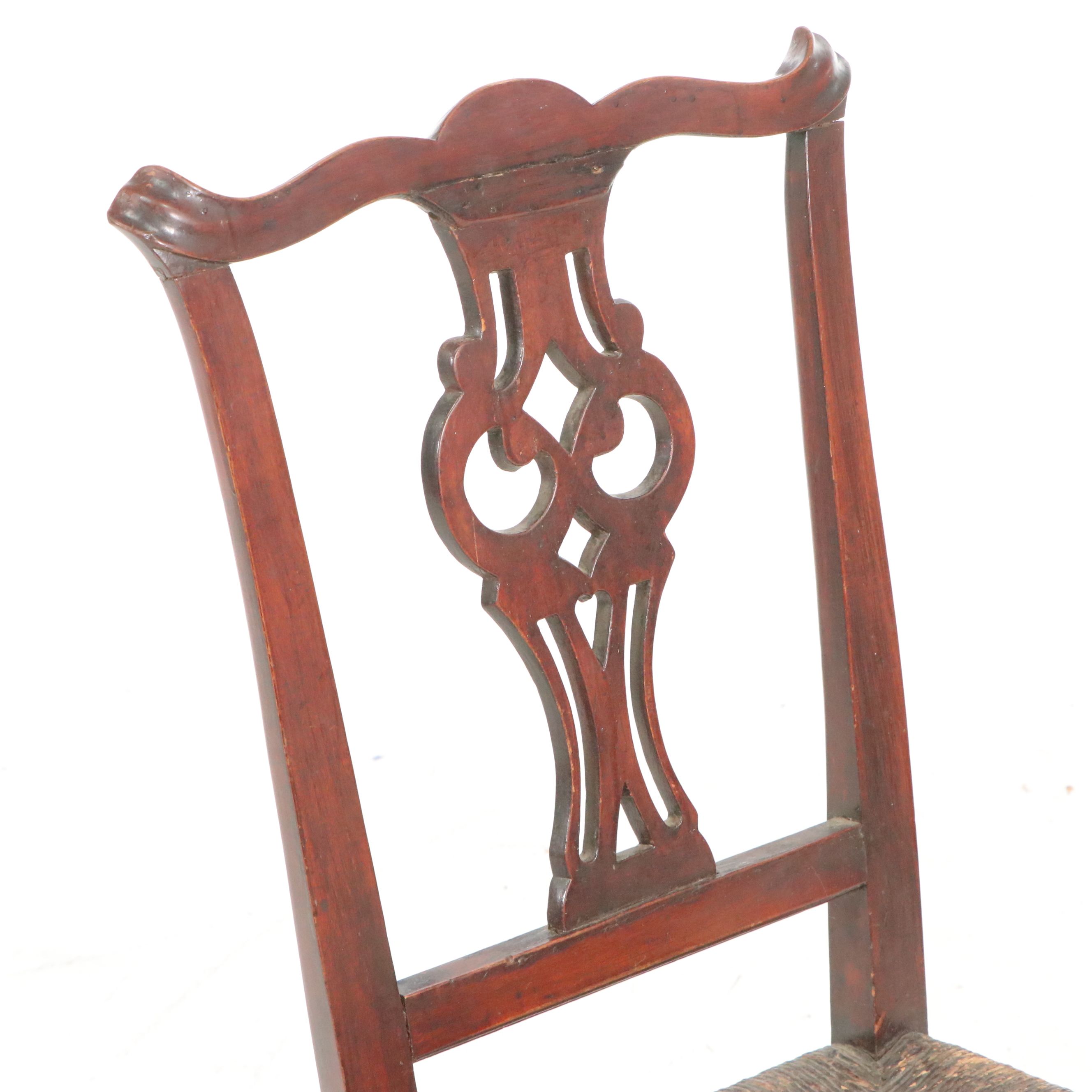 Early American Chippendale Style Side Chair with Ladder-Back Rocking Chair