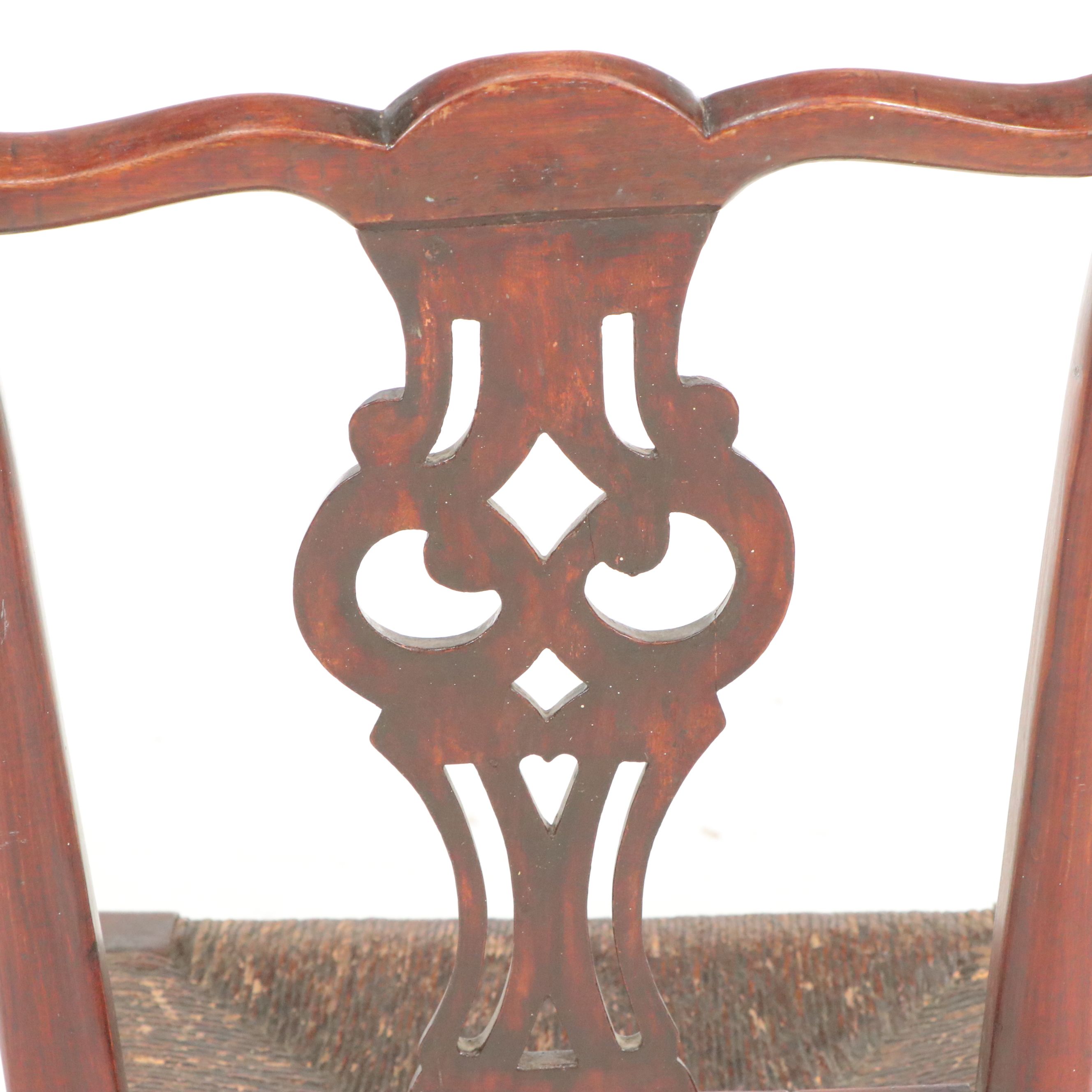 Early American Chippendale Style Side Chair with Ladder-Back Rocking Chair