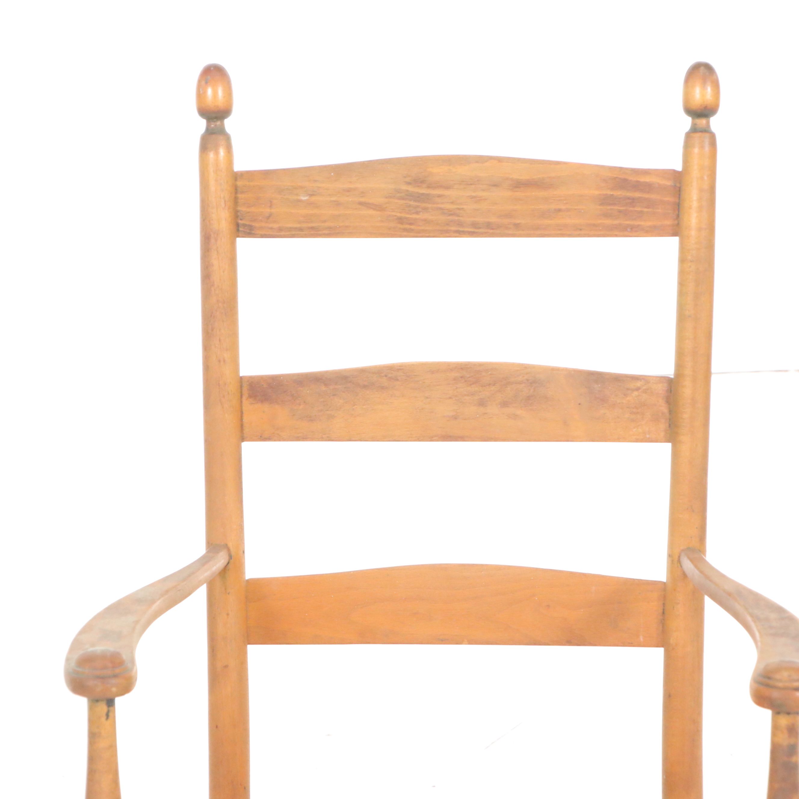 Early American Chippendale Style Side Chair with Ladder-Back Rocking Chair