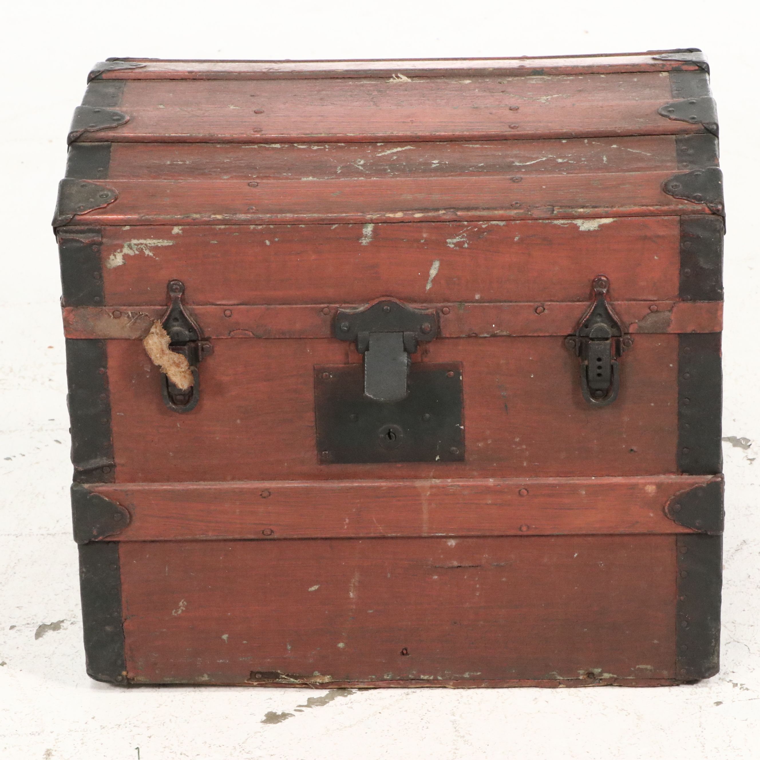 Victorian Flat-Top Steamer Trunk with Iron Strapping, Late 19th Century