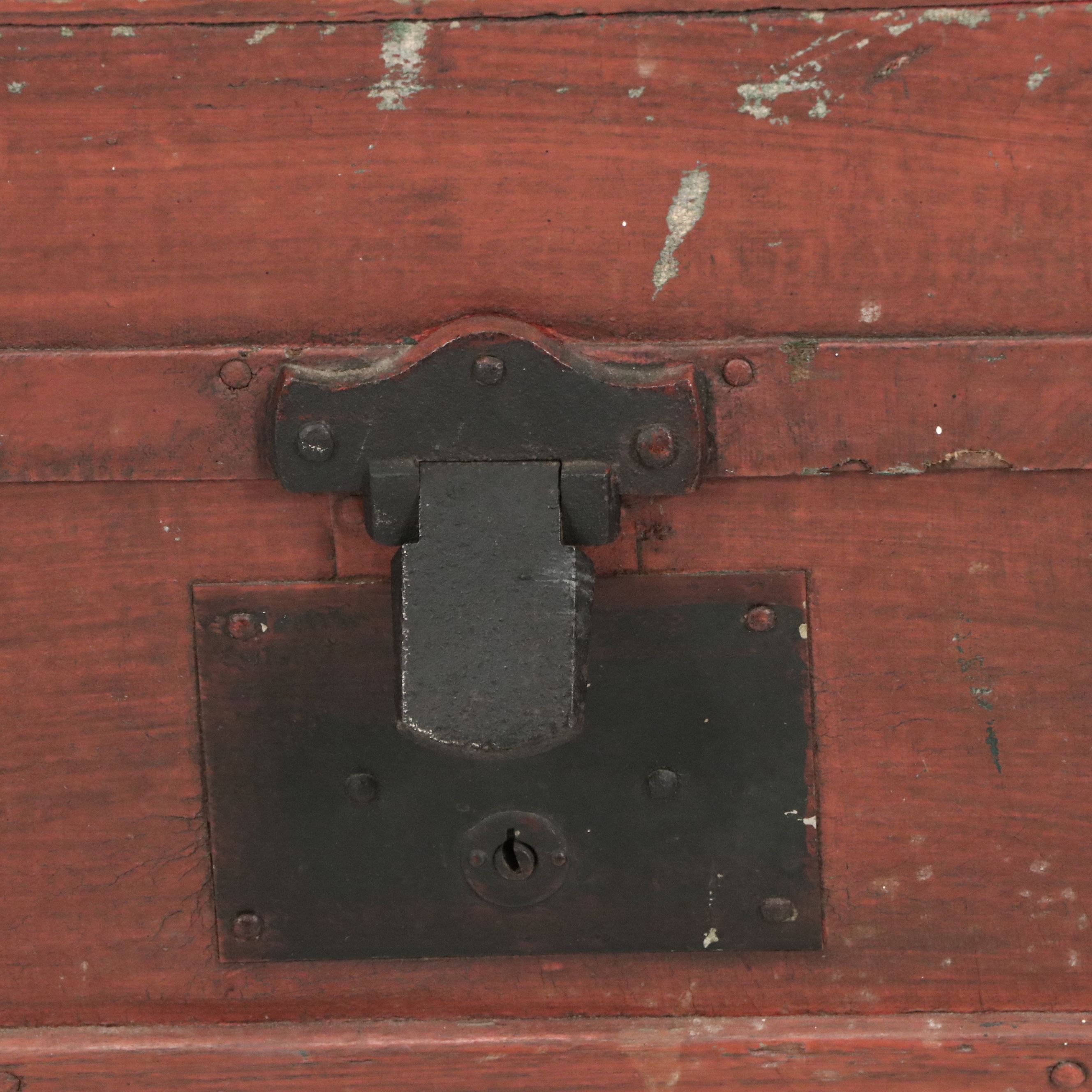 Victorian Flat-Top Steamer Trunk with Iron Strapping, Late 19th Century
