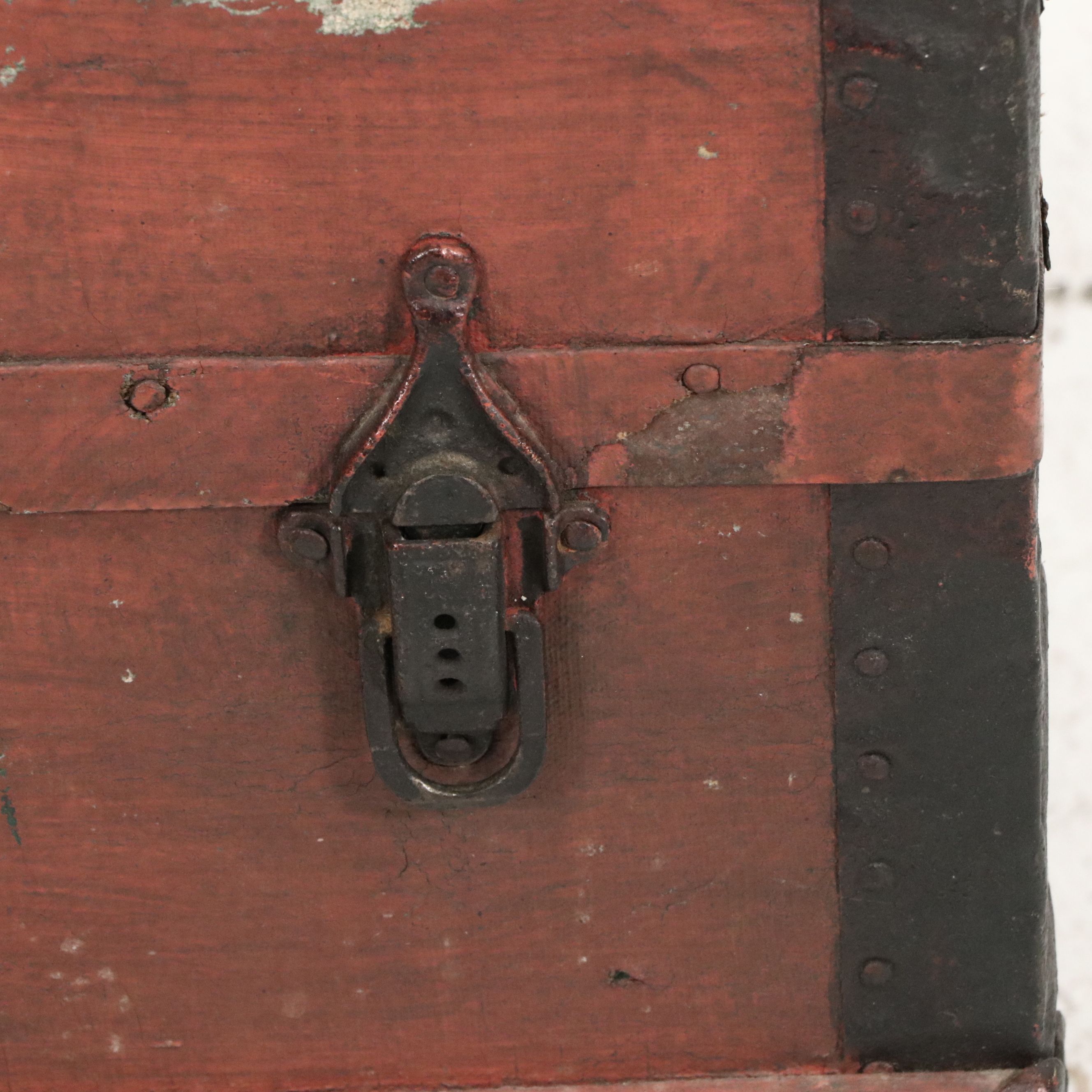Victorian Flat-Top Steamer Trunk with Iron Strapping, Late 19th Century