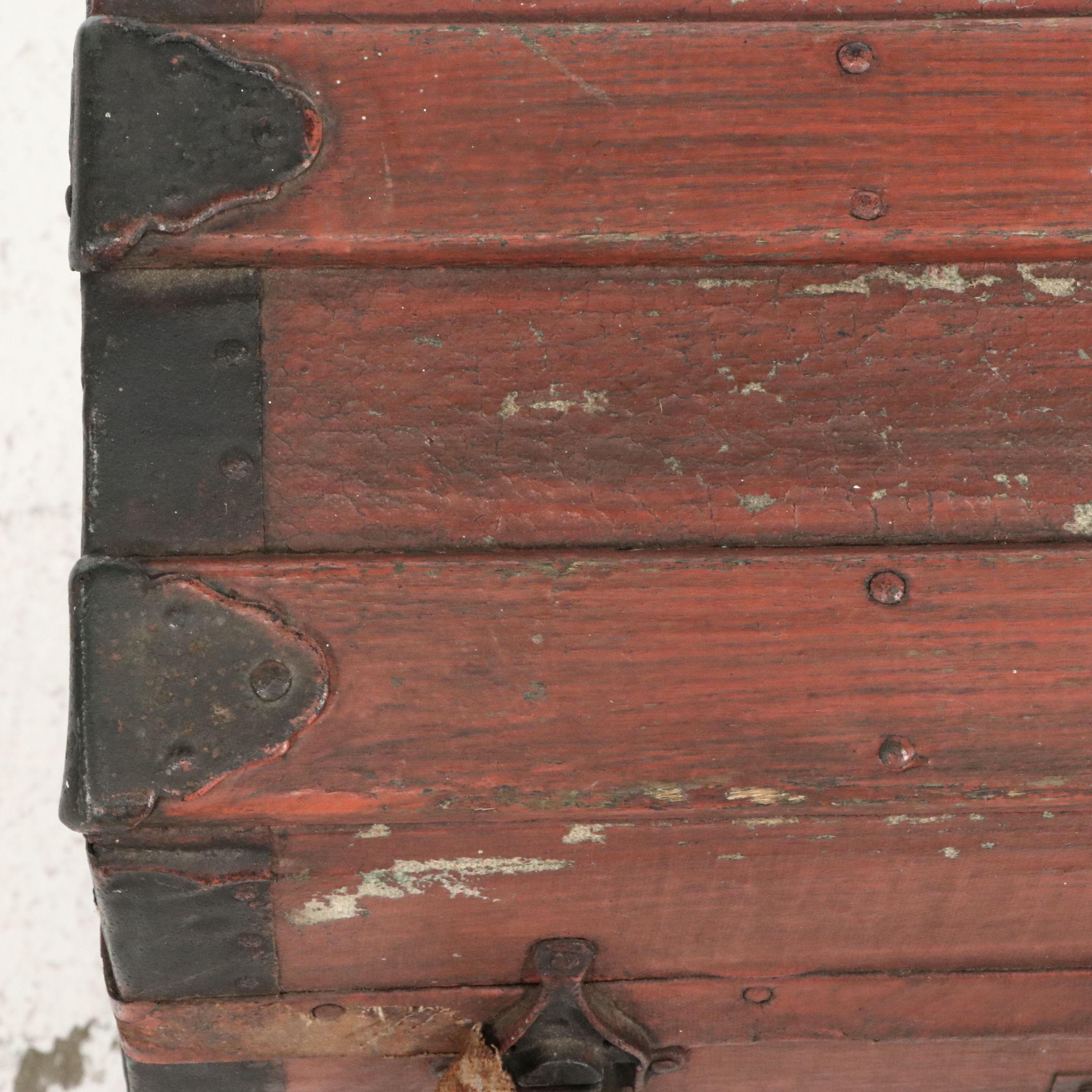 Victorian Flat-Top Steamer Trunk with Iron Strapping, Late 19th Century