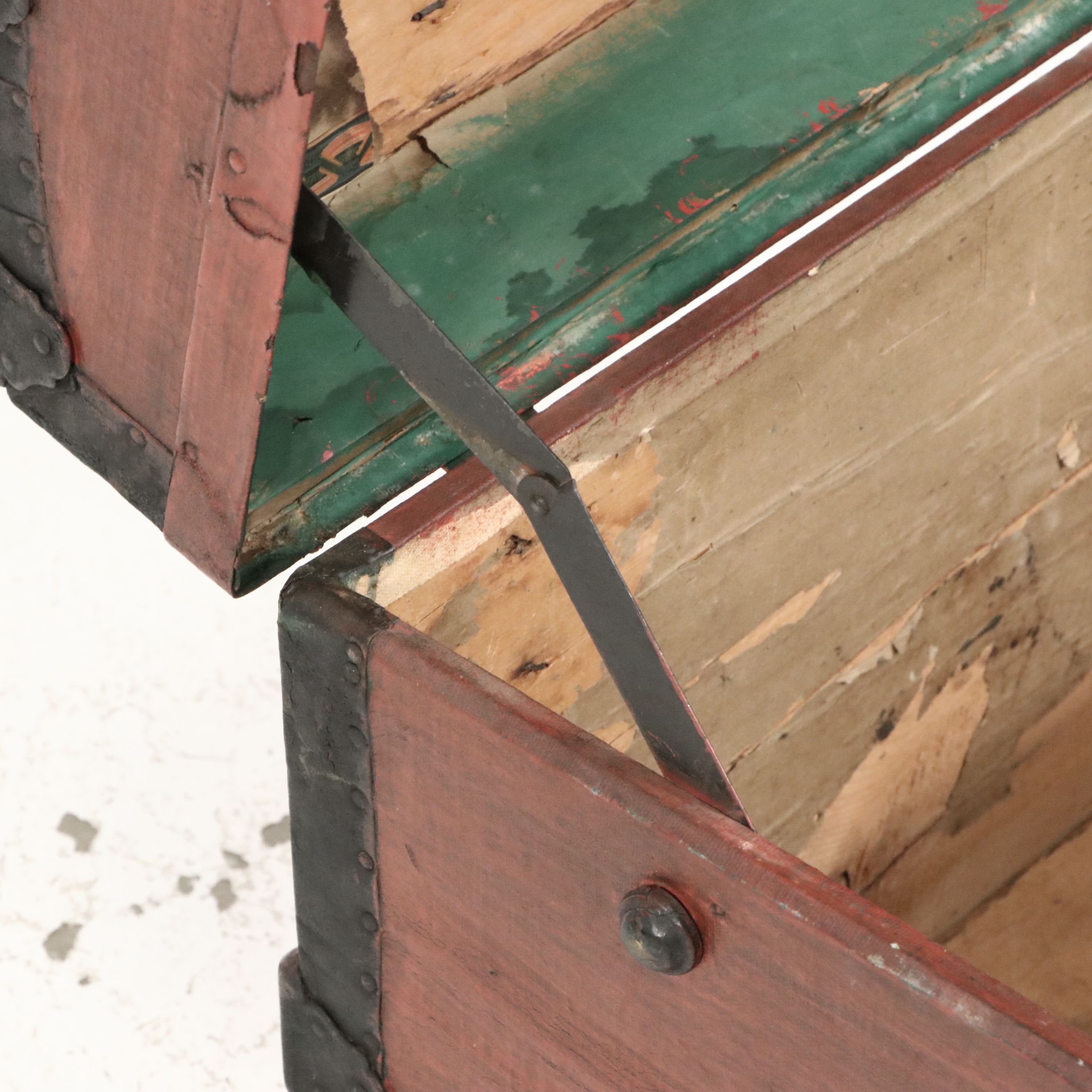 Victorian Flat-Top Steamer Trunk with Iron Strapping, Late 19th Century