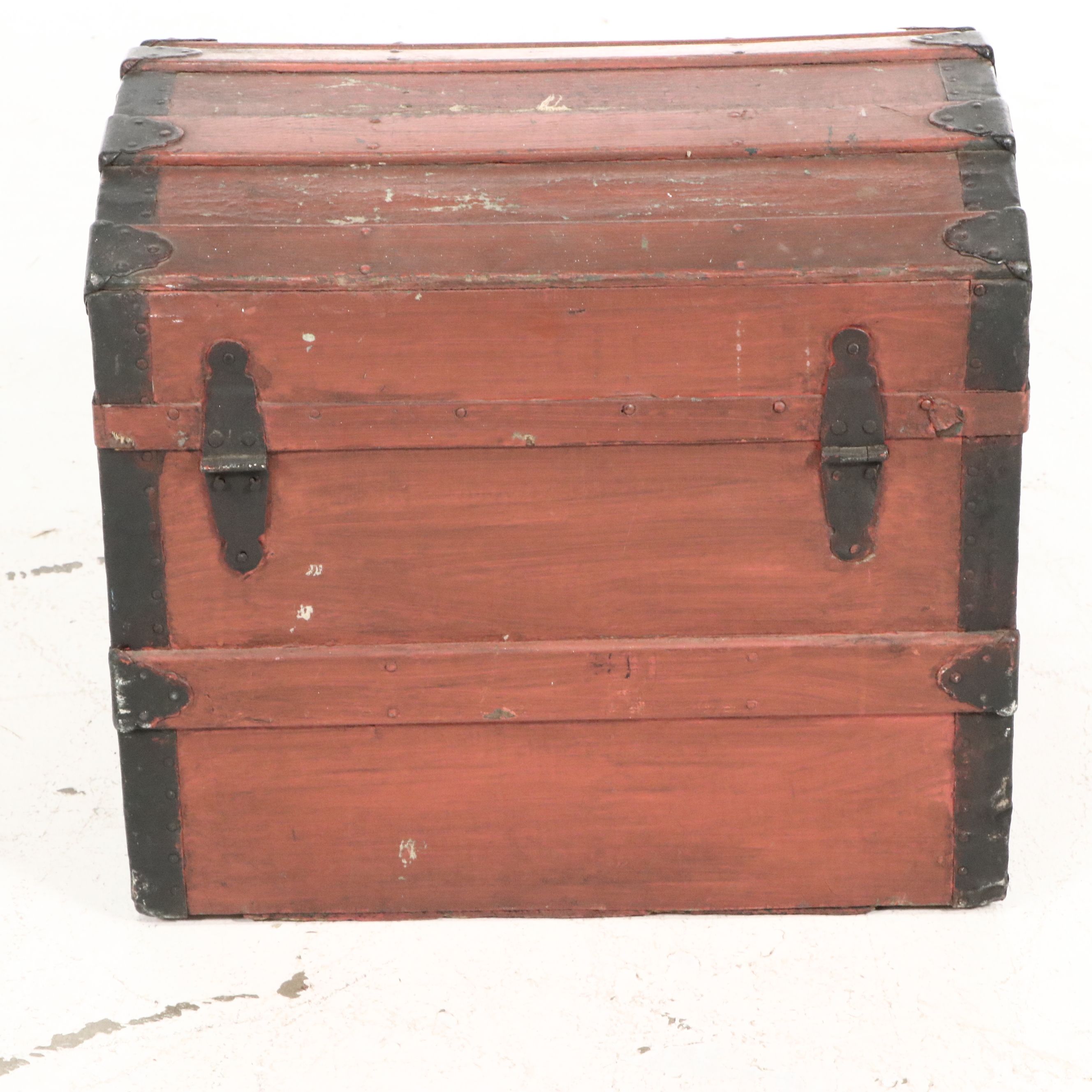 Victorian Flat-Top Steamer Trunk with Iron Strapping, Late 19th Century
