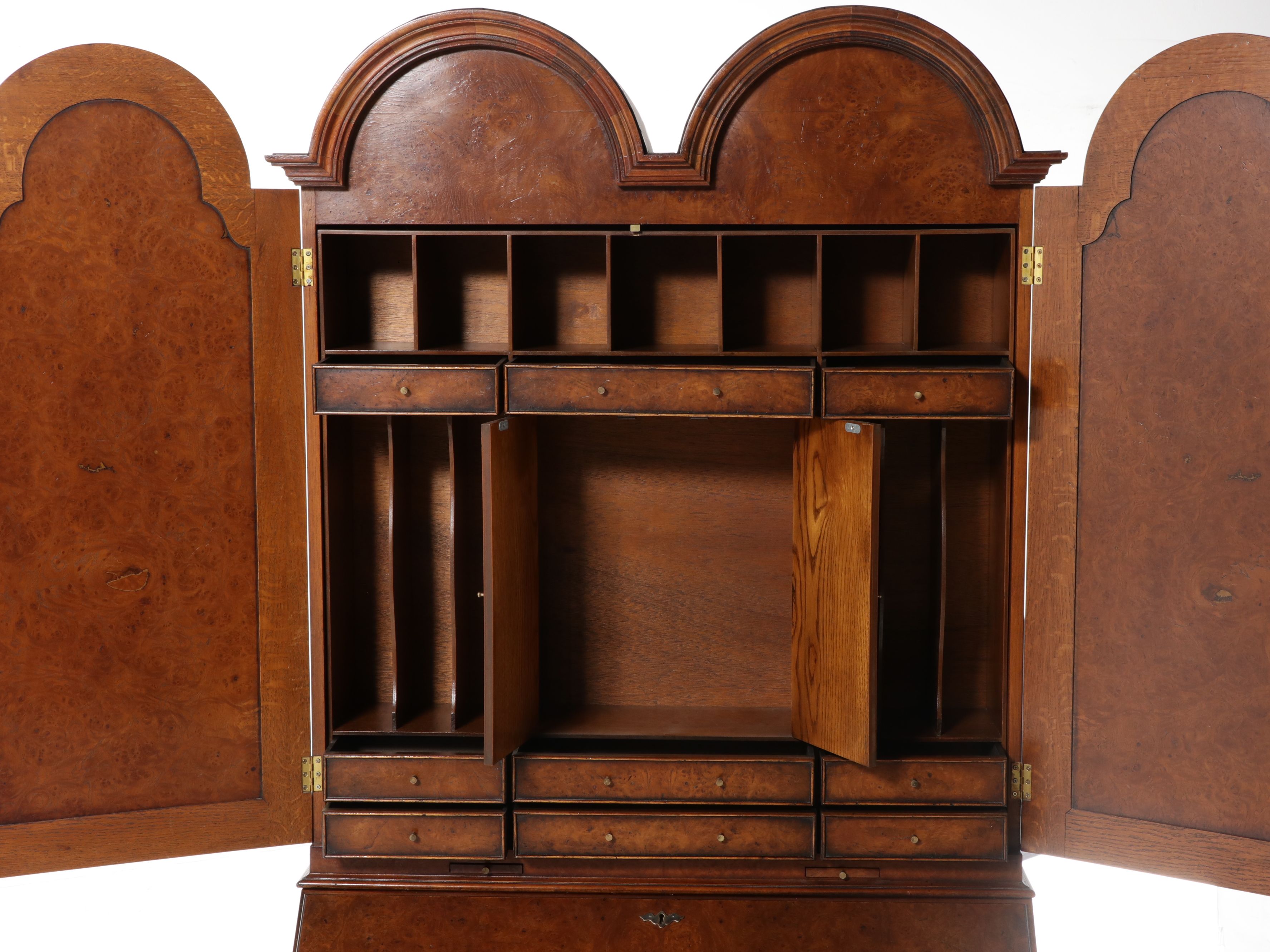 Southampton William and Mary Style Burlwood Secretary Desk