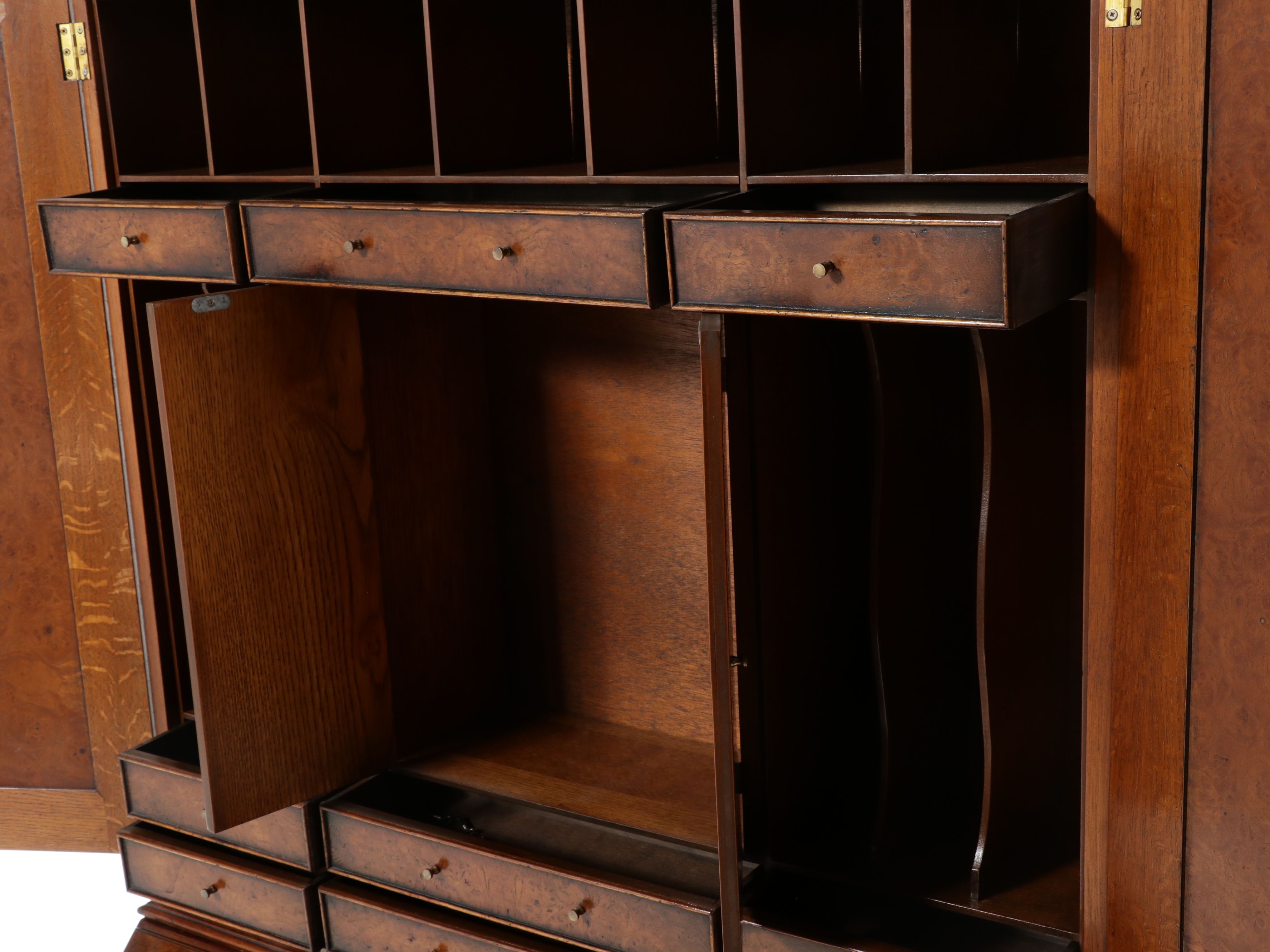 Southampton William and Mary Style Burlwood Secretary Desk