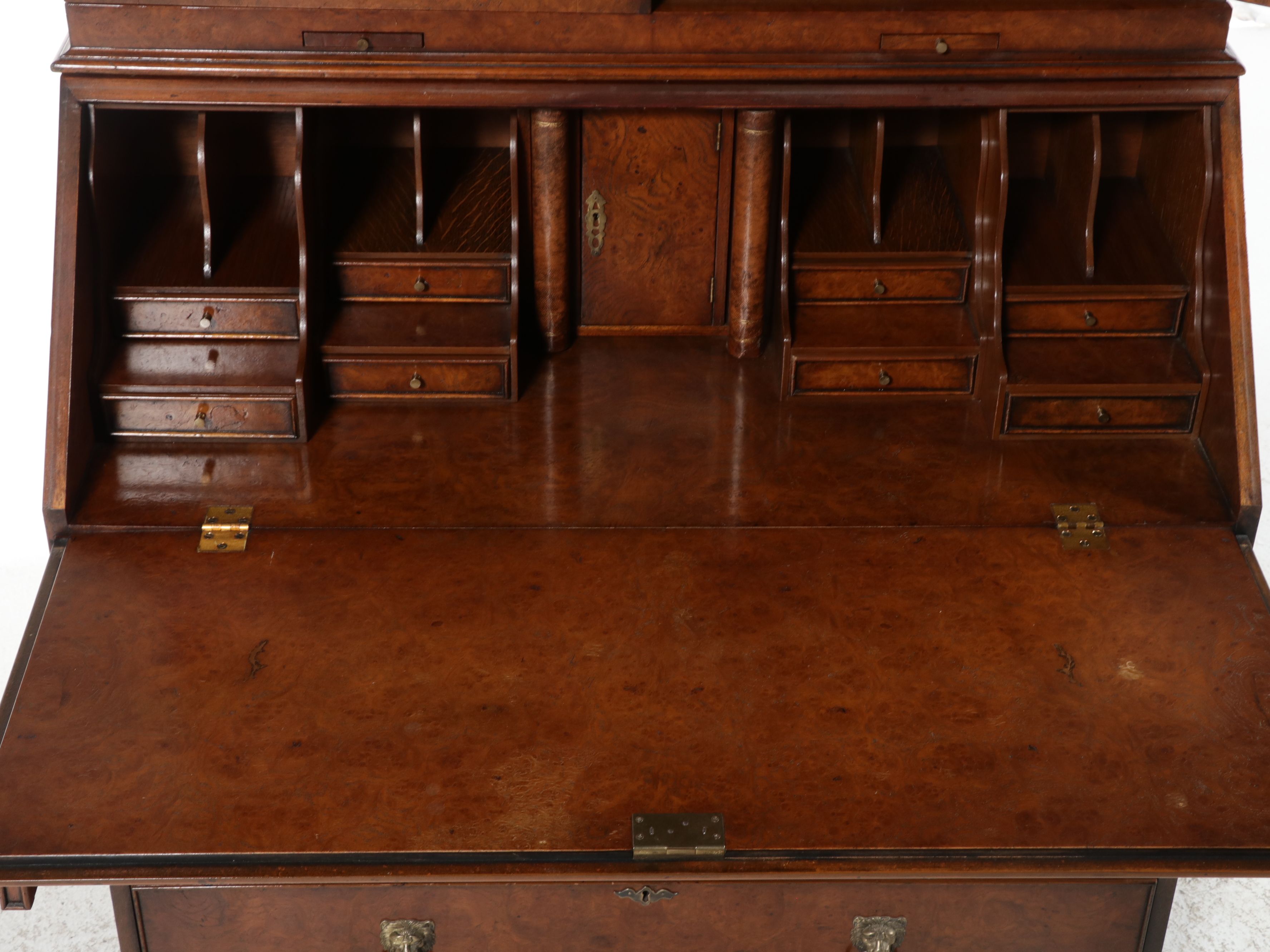 Southampton William and Mary Style Burlwood Secretary Desk