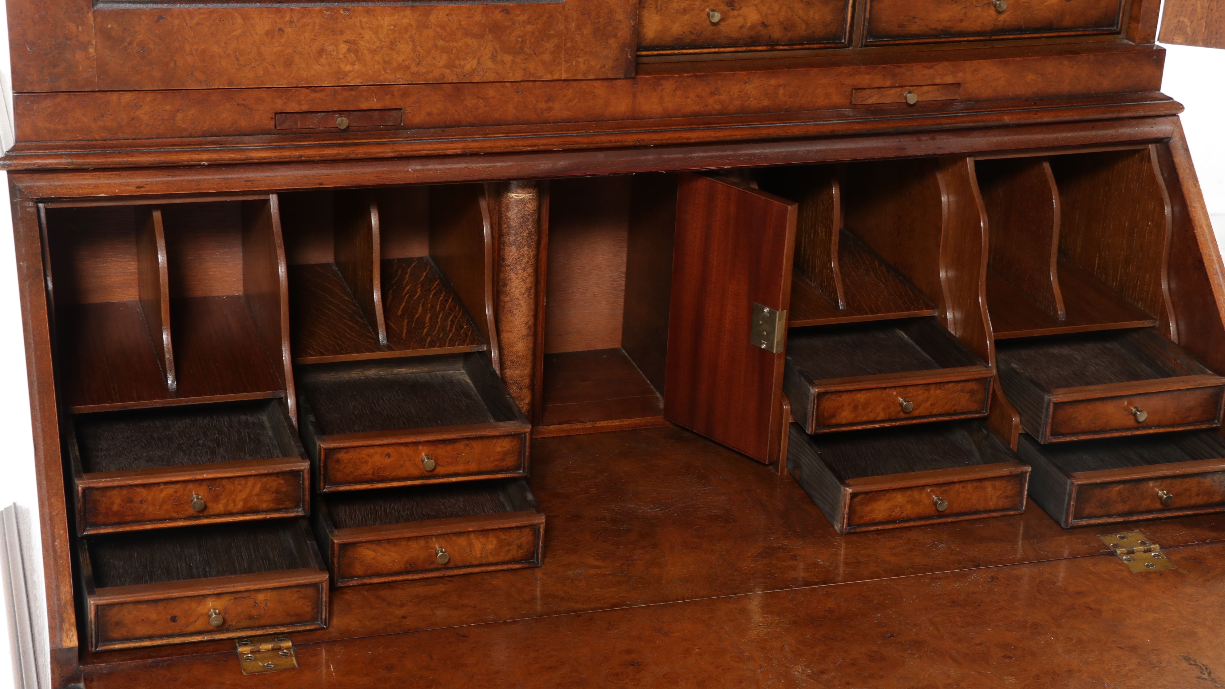 Southampton William and Mary Style Burlwood Secretary Desk