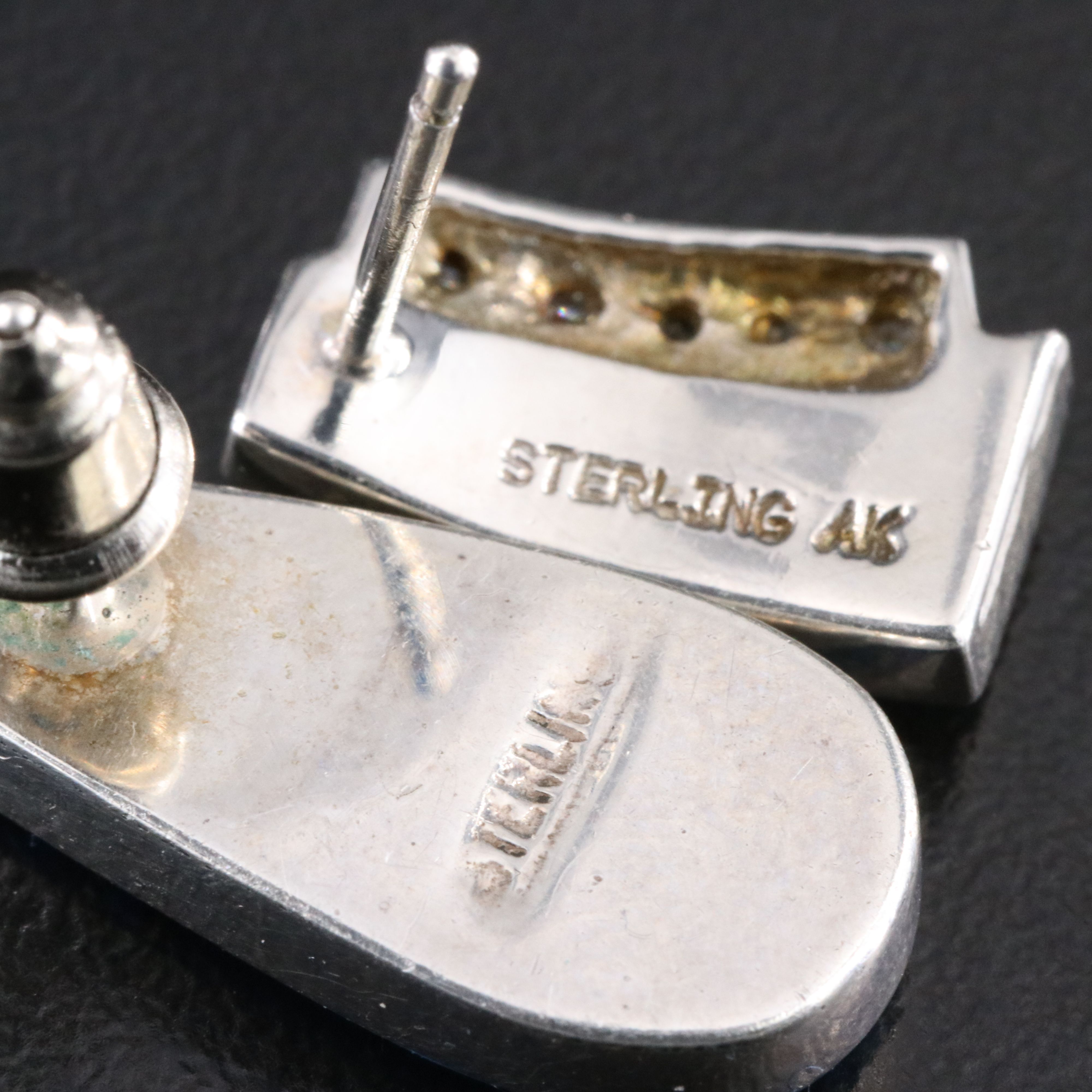 Sterling Opal and CZ Earrings