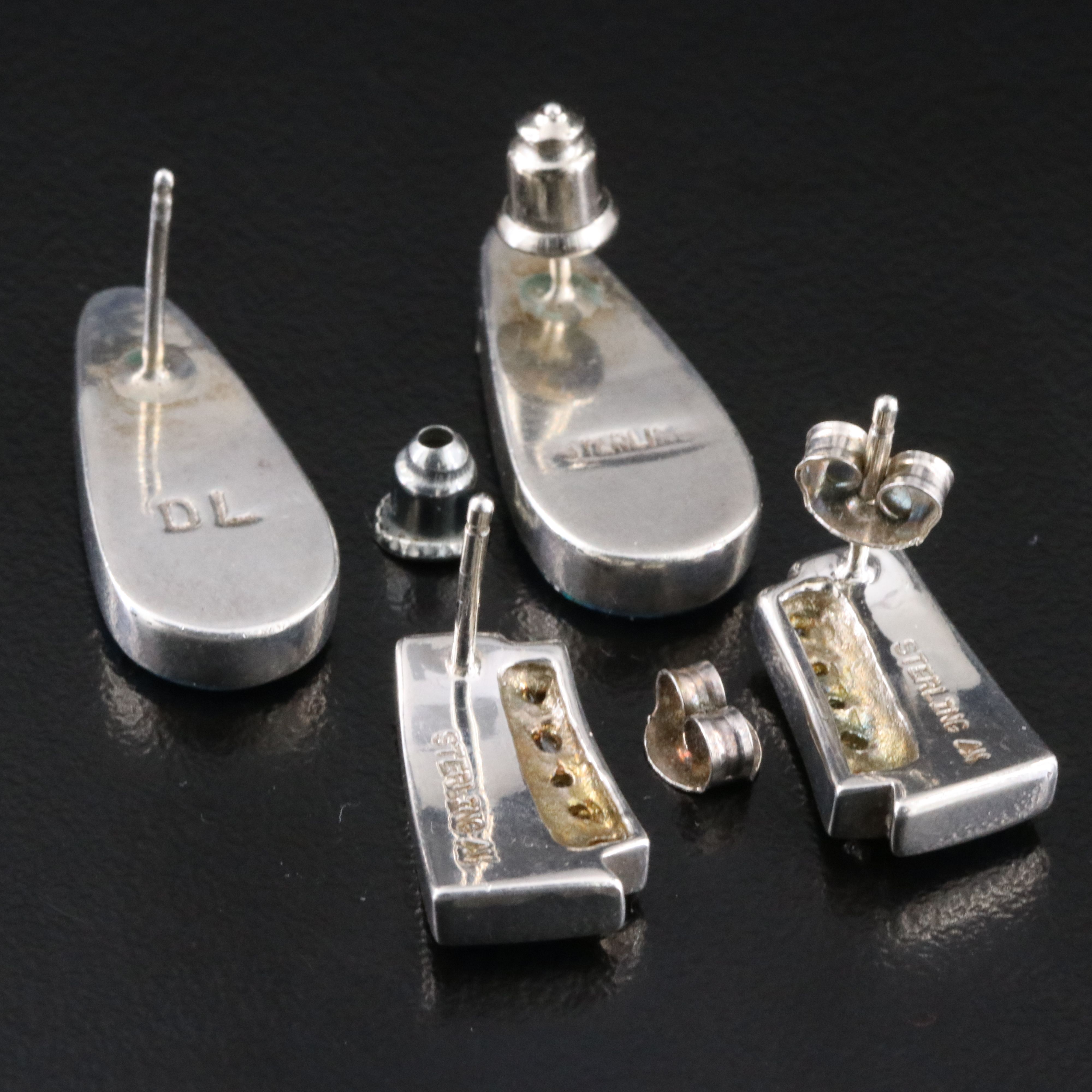 Sterling Opal and CZ Earrings