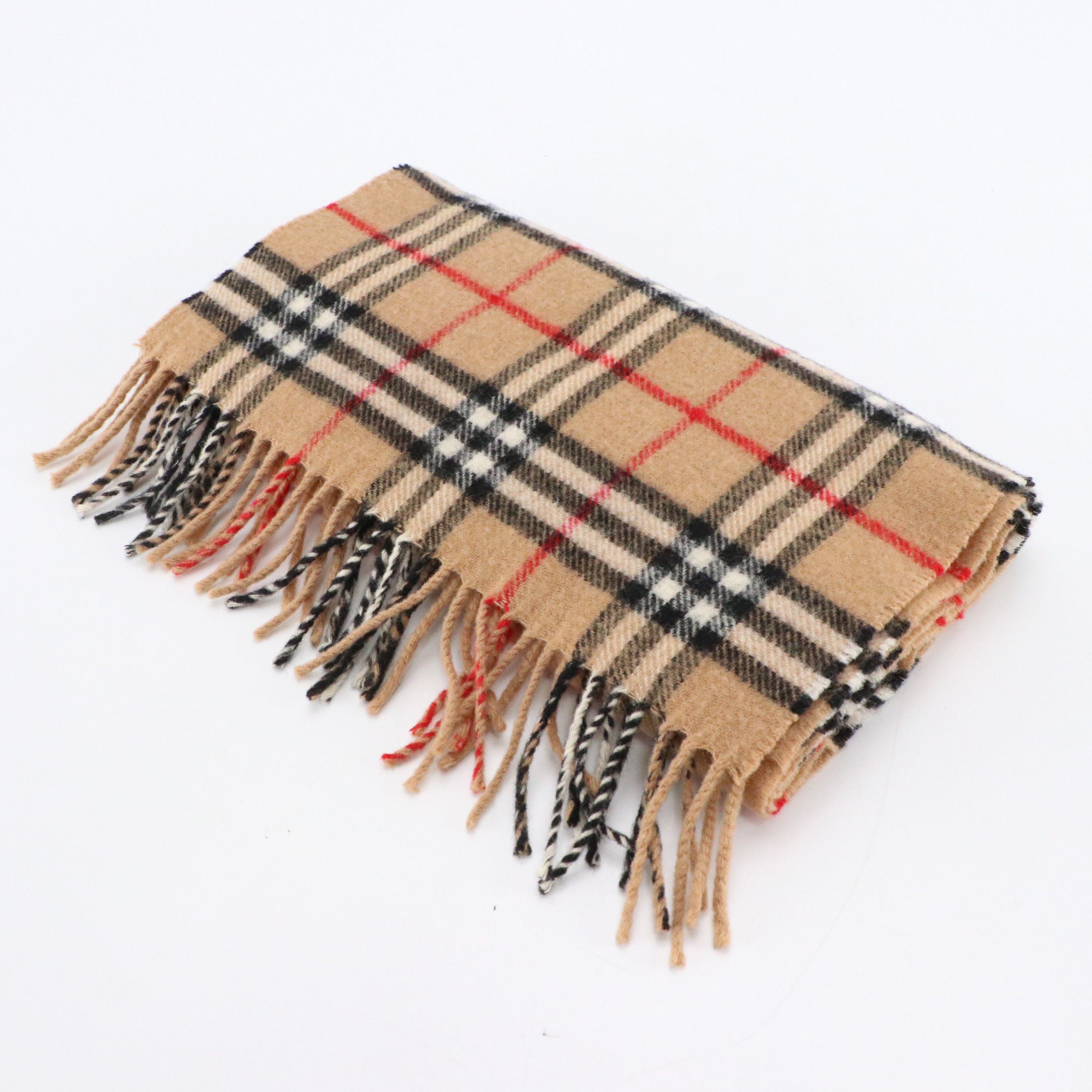 Burberrys Nova Check Lambswool Fringe Scarf