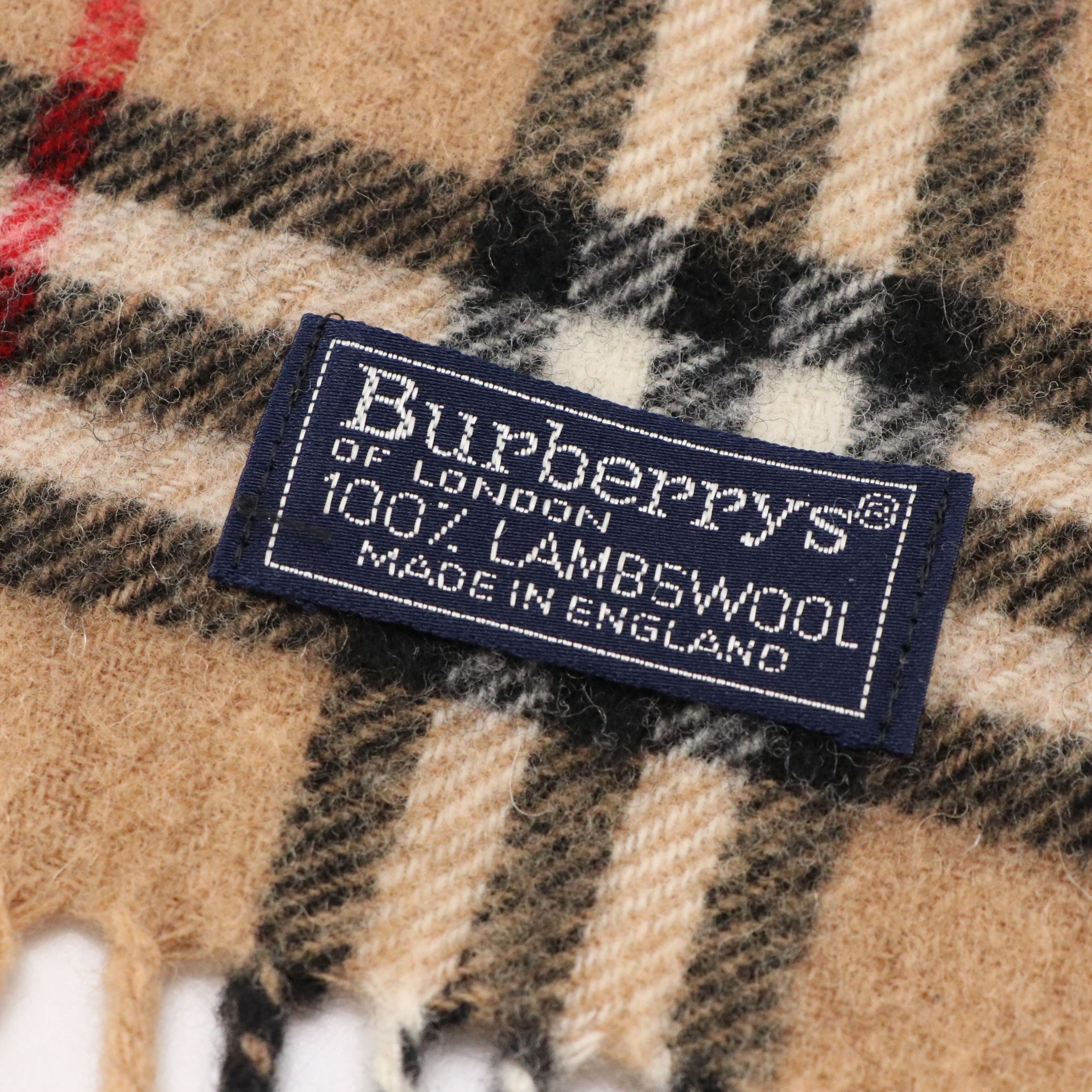 Burberrys Nova Check Lambswool Fringe Scarf