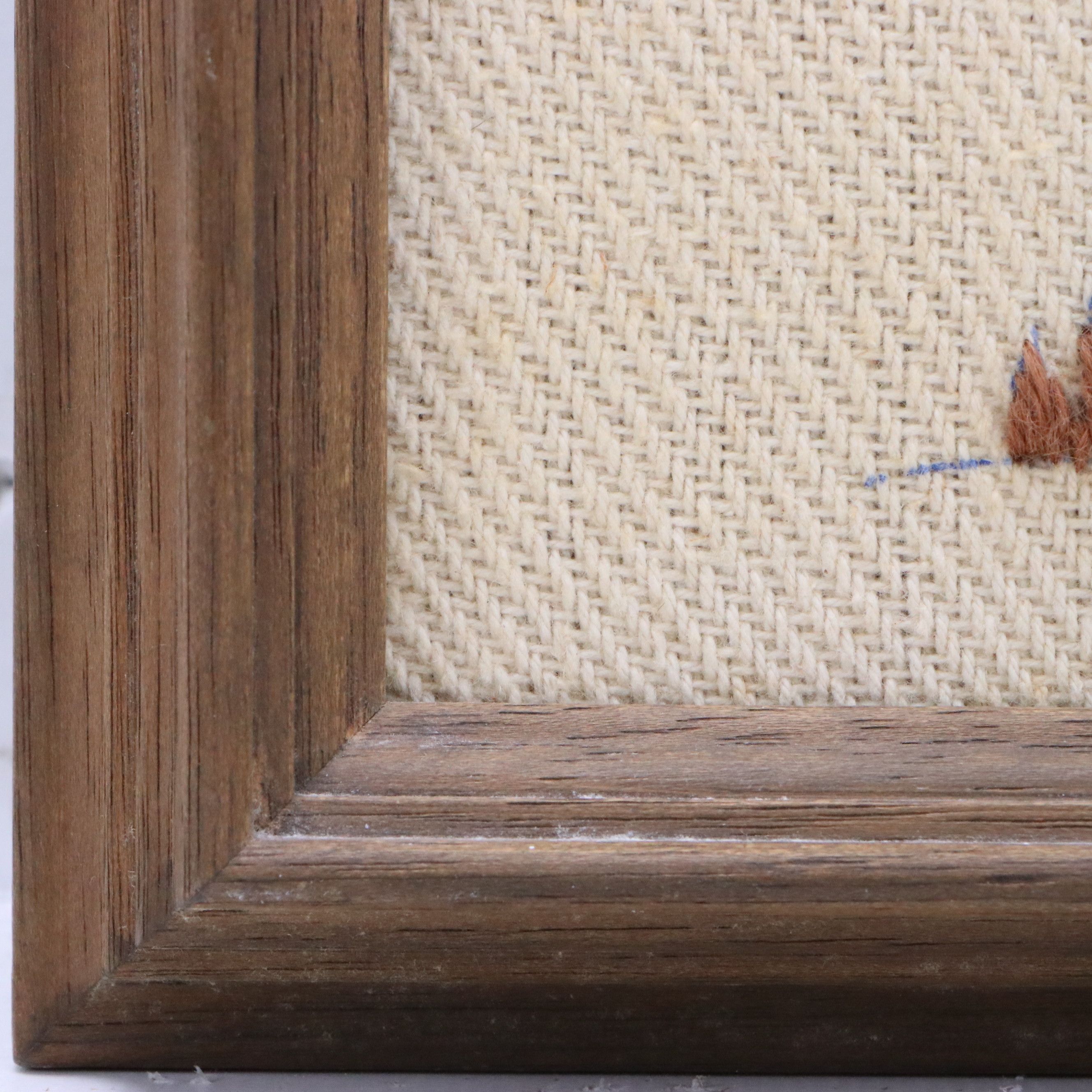 Embroidered Yarn Panel of Owls in Tree, 1973