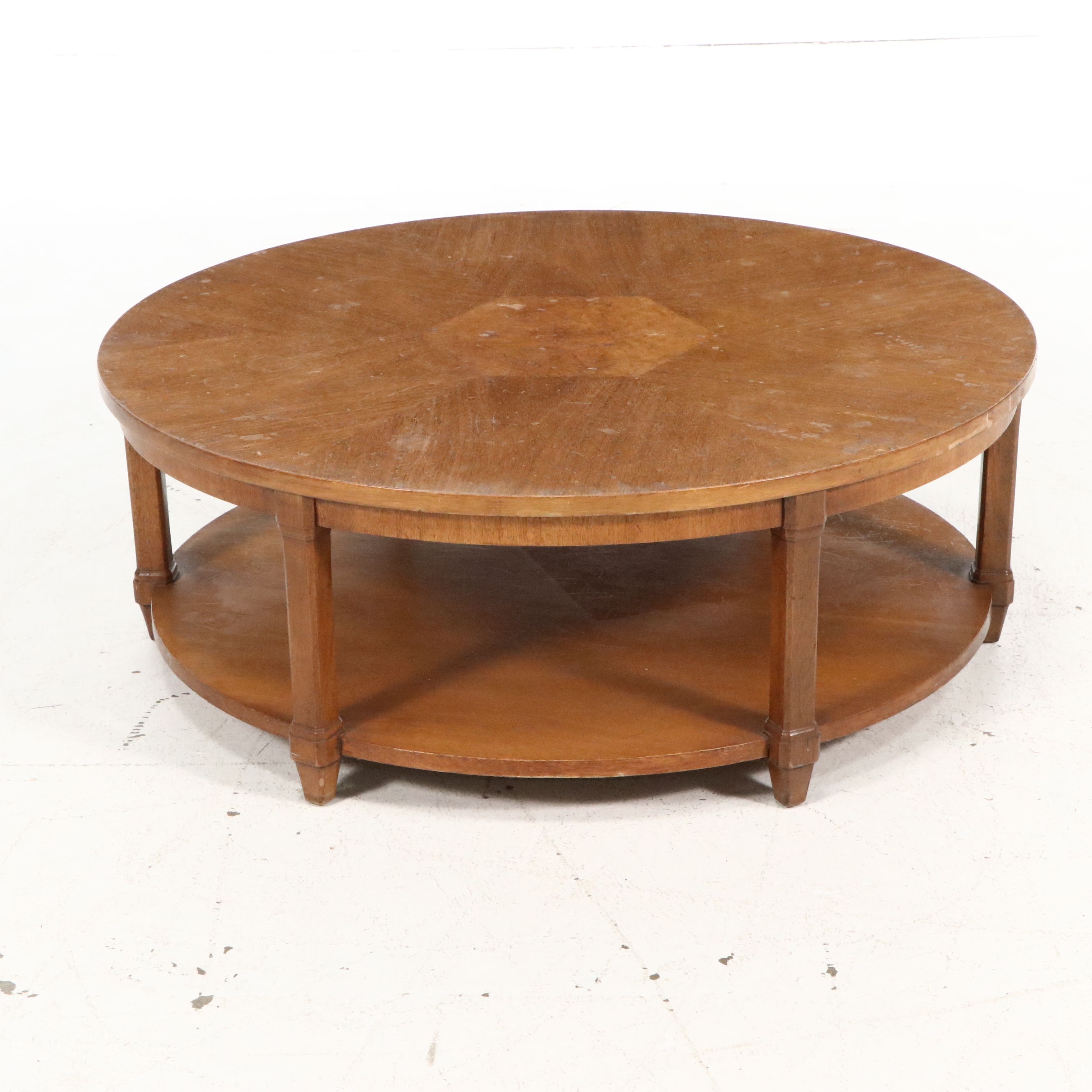 Drexel "Triune" Collection Round Mahogany Coffee Table, Mid to Late 20th Century