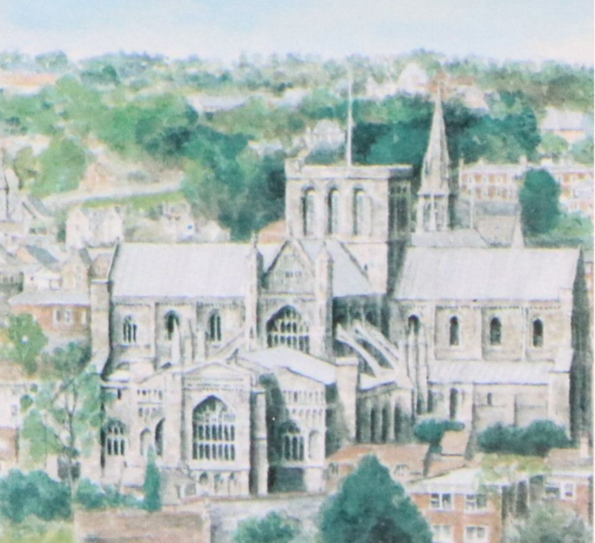 Engraving and Offset Lithograph of English Cathedrals, Late 19th and 20th C.
