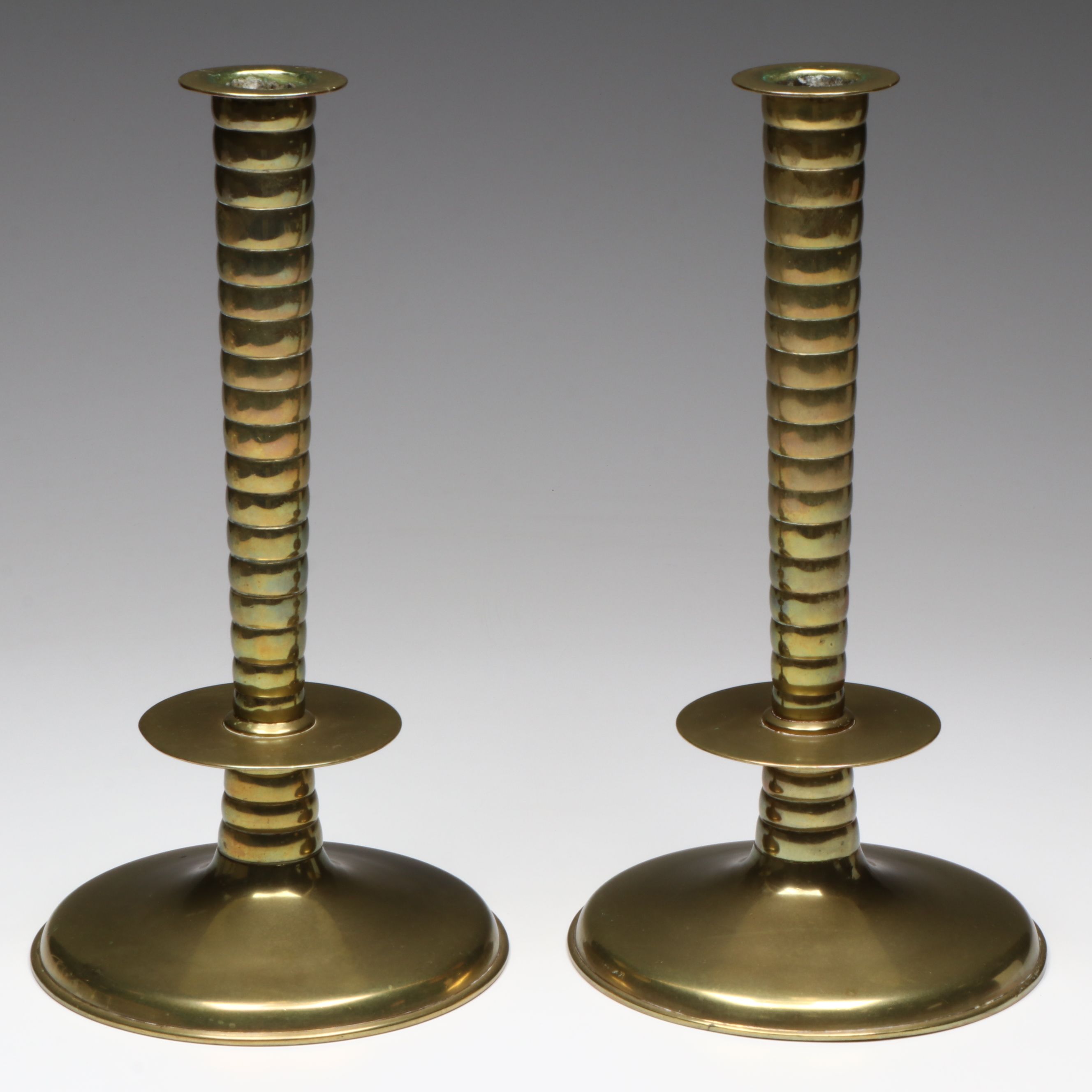 Vintage/Antique Ribbed Brass Candlesticks