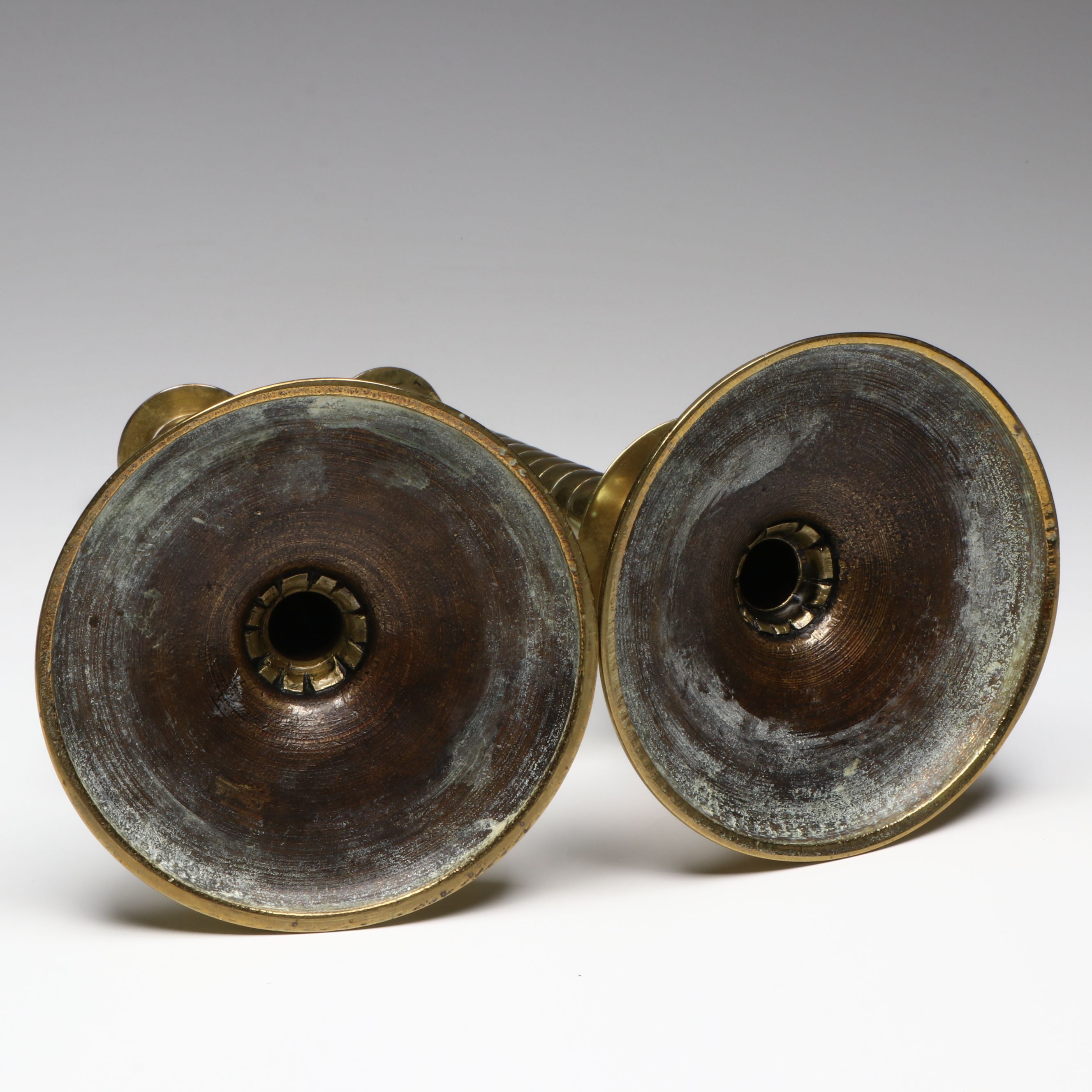 Vintage/Antique Ribbed Brass Candlesticks