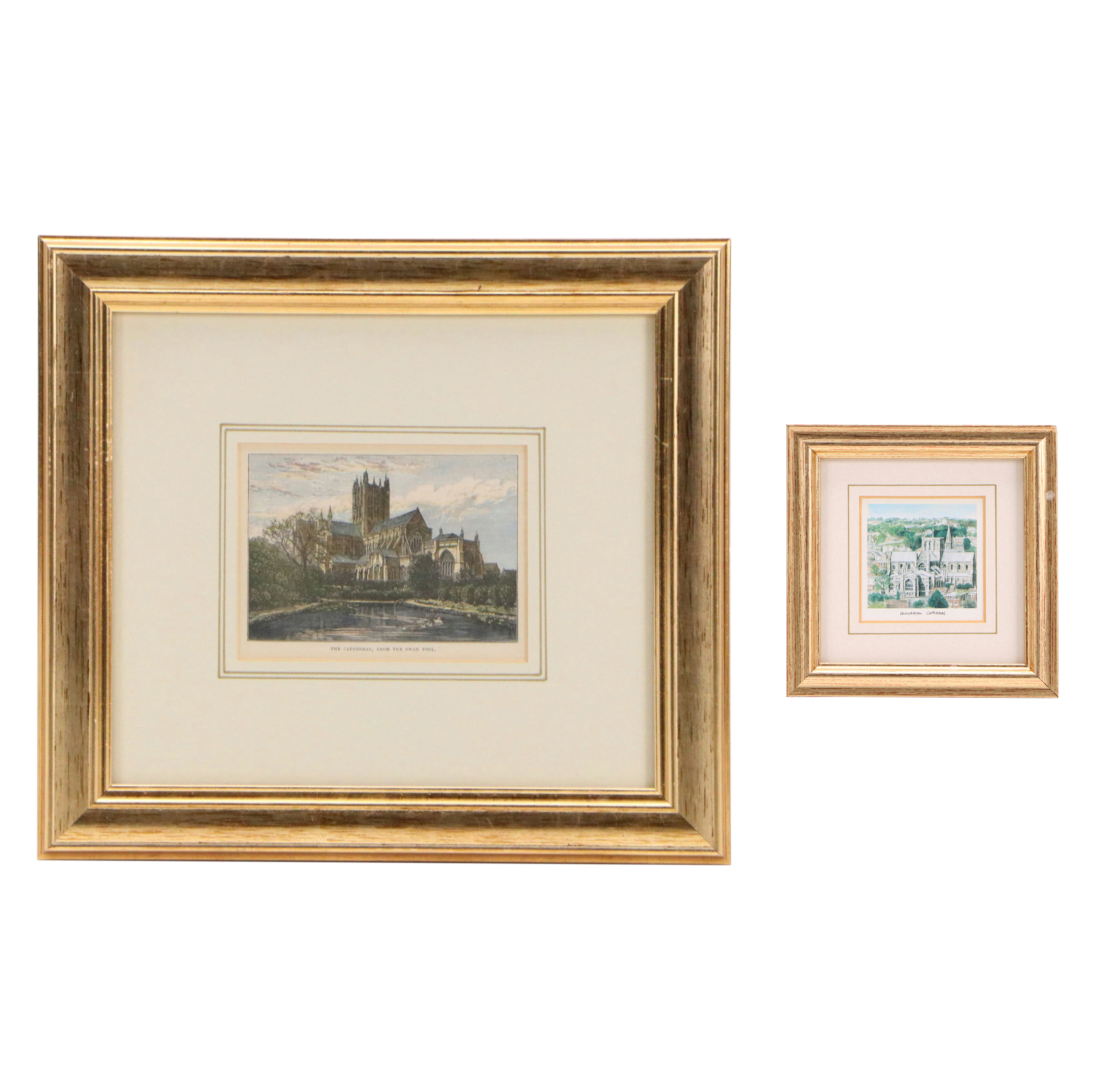 Engraving and Offset Lithograph of English Cathedrals, Late 19th and 20th C.