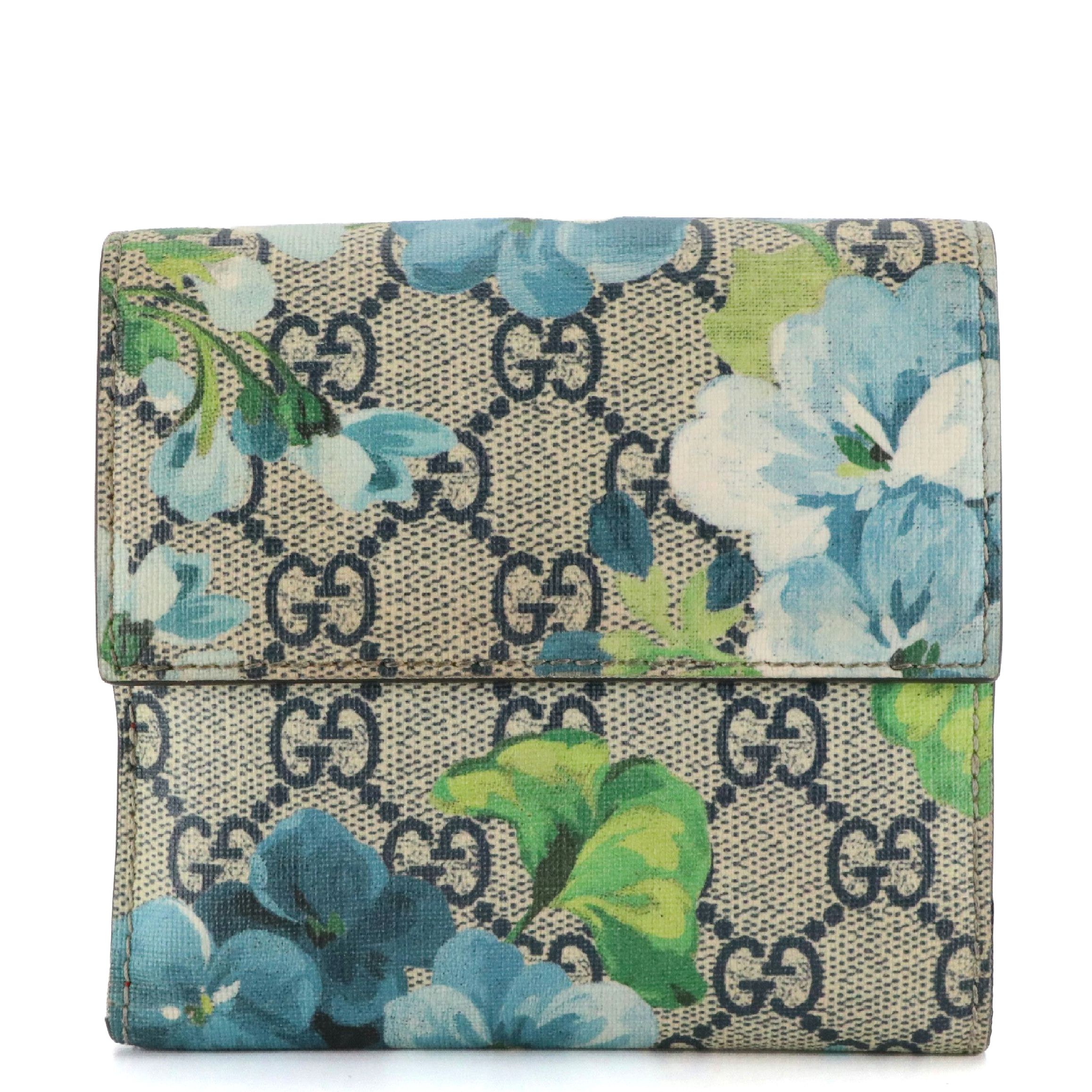 Gucci Blooms GG Supreme Coated Canvas and Leather French Flap Wallet