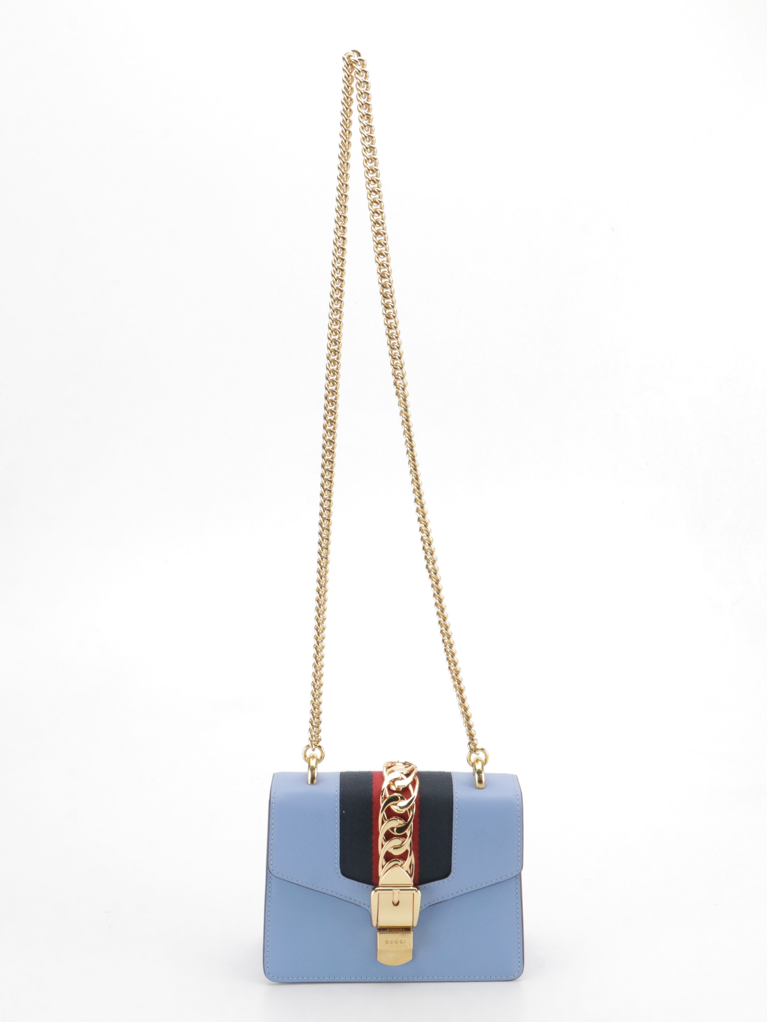 Gucci Sylvie Mini Blue Leather Convertible Bag