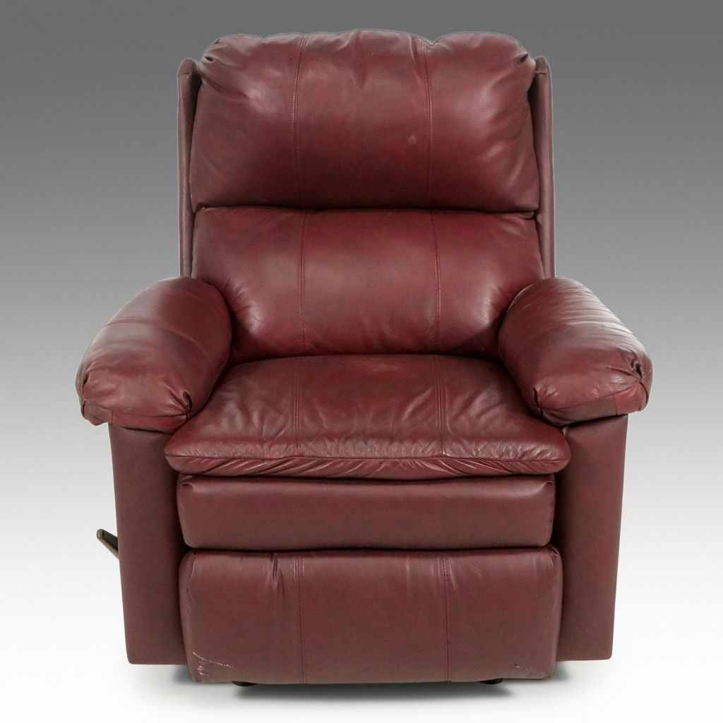Contemporary Burgundy Leather Rocker Recliner