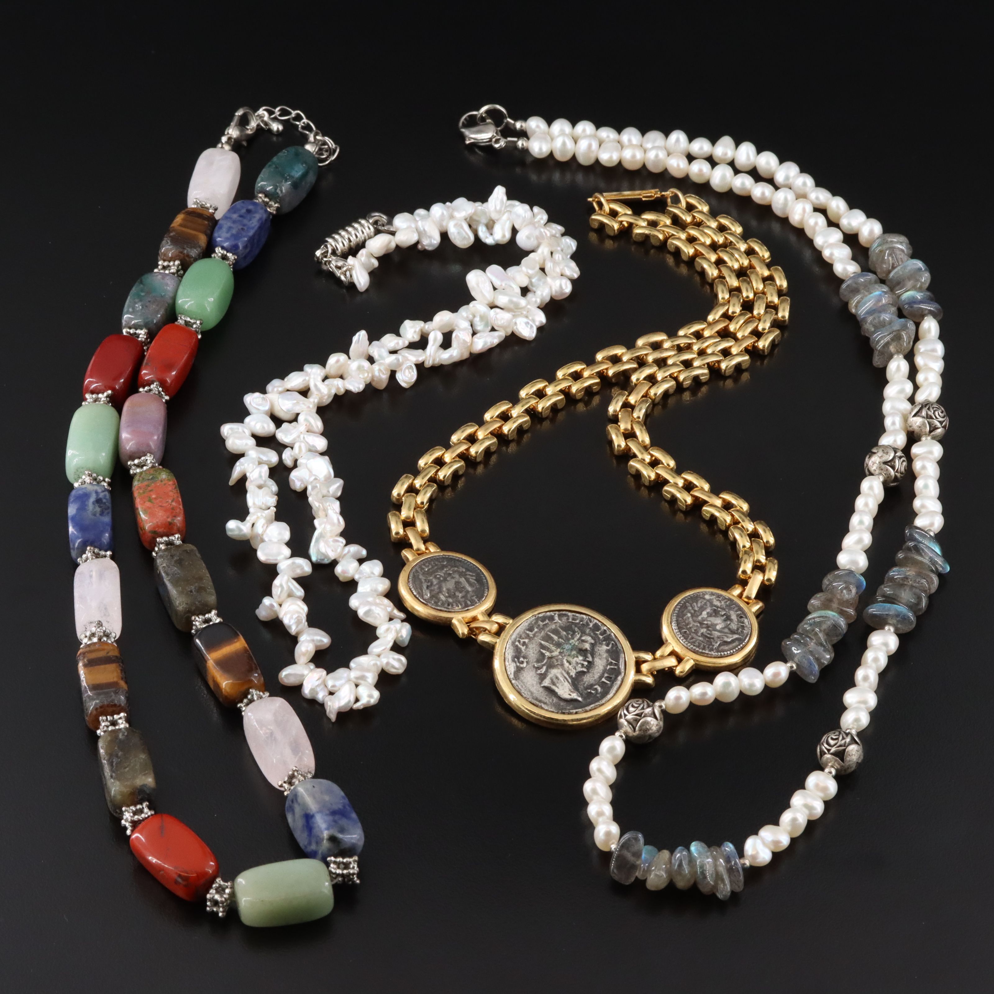 Pearl, Labradorite and Gemstone Necklaces