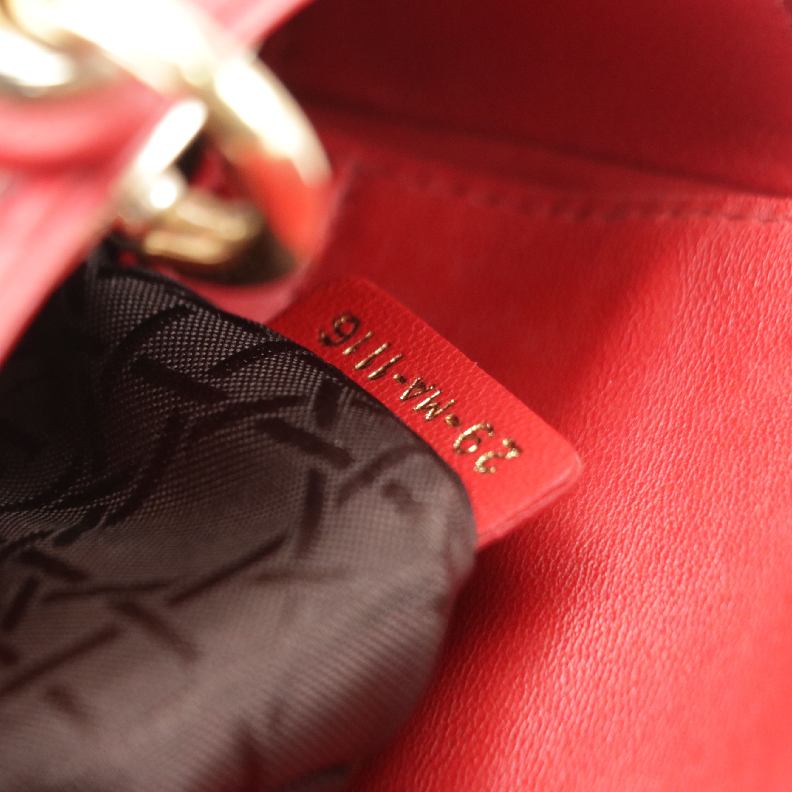 Christian Dior Small Lady Dior Two-Way Bag in Red Cannage Quilted Lambskin