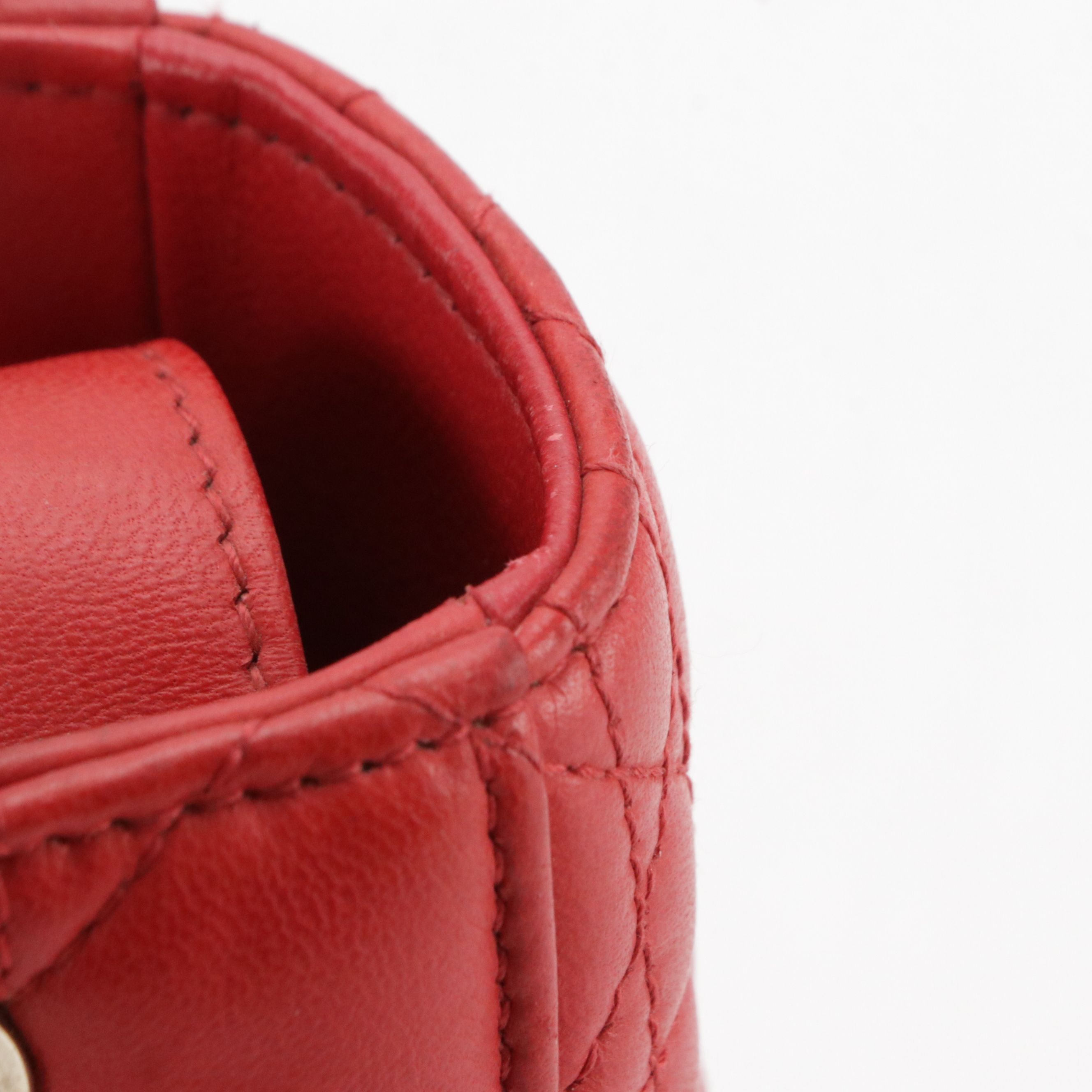 Christian Dior Small Lady Dior Two-Way Bag in Red Cannage Quilted Lambskin