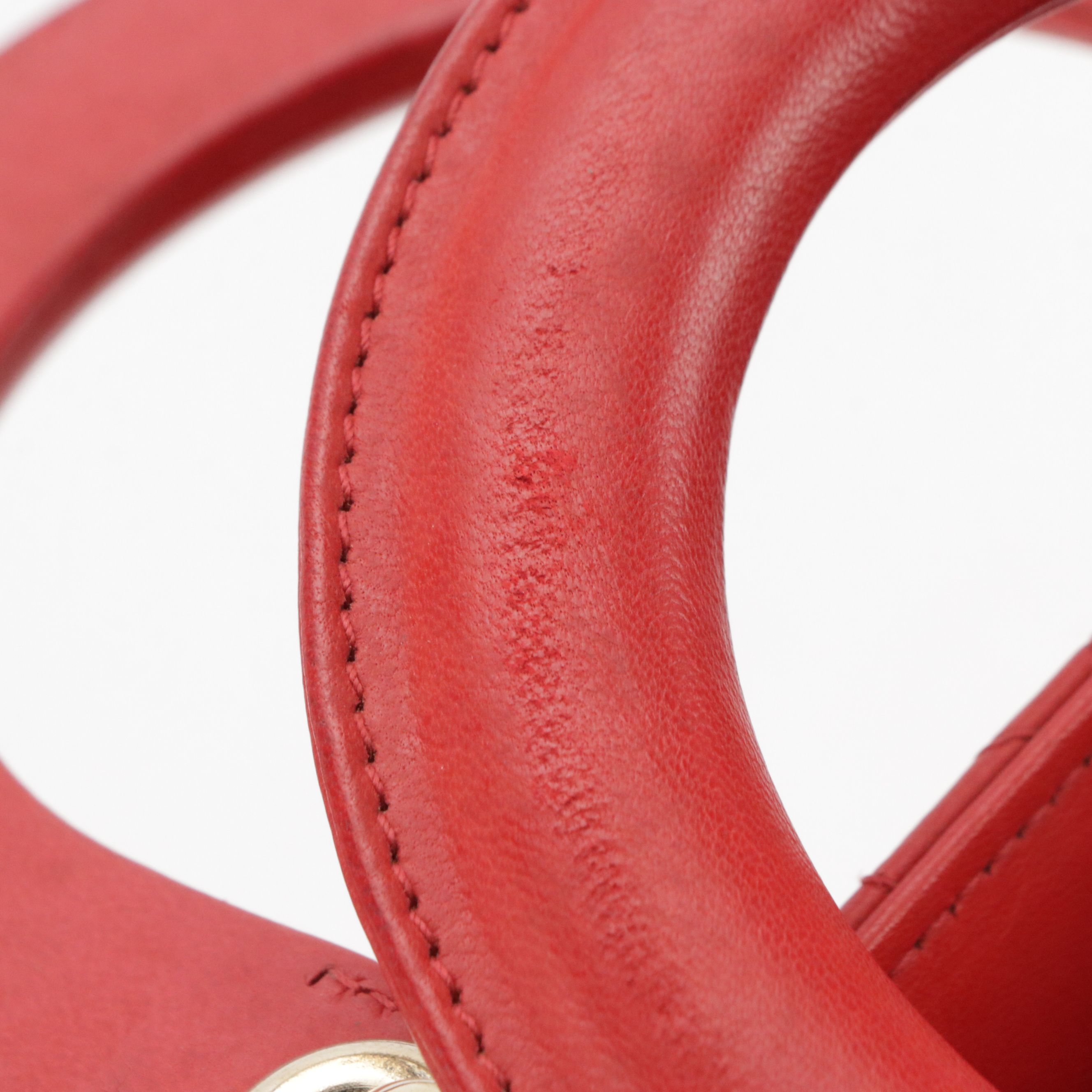 Christian Dior Small Lady Dior Two-Way Bag in Red Cannage Quilted Lambskin