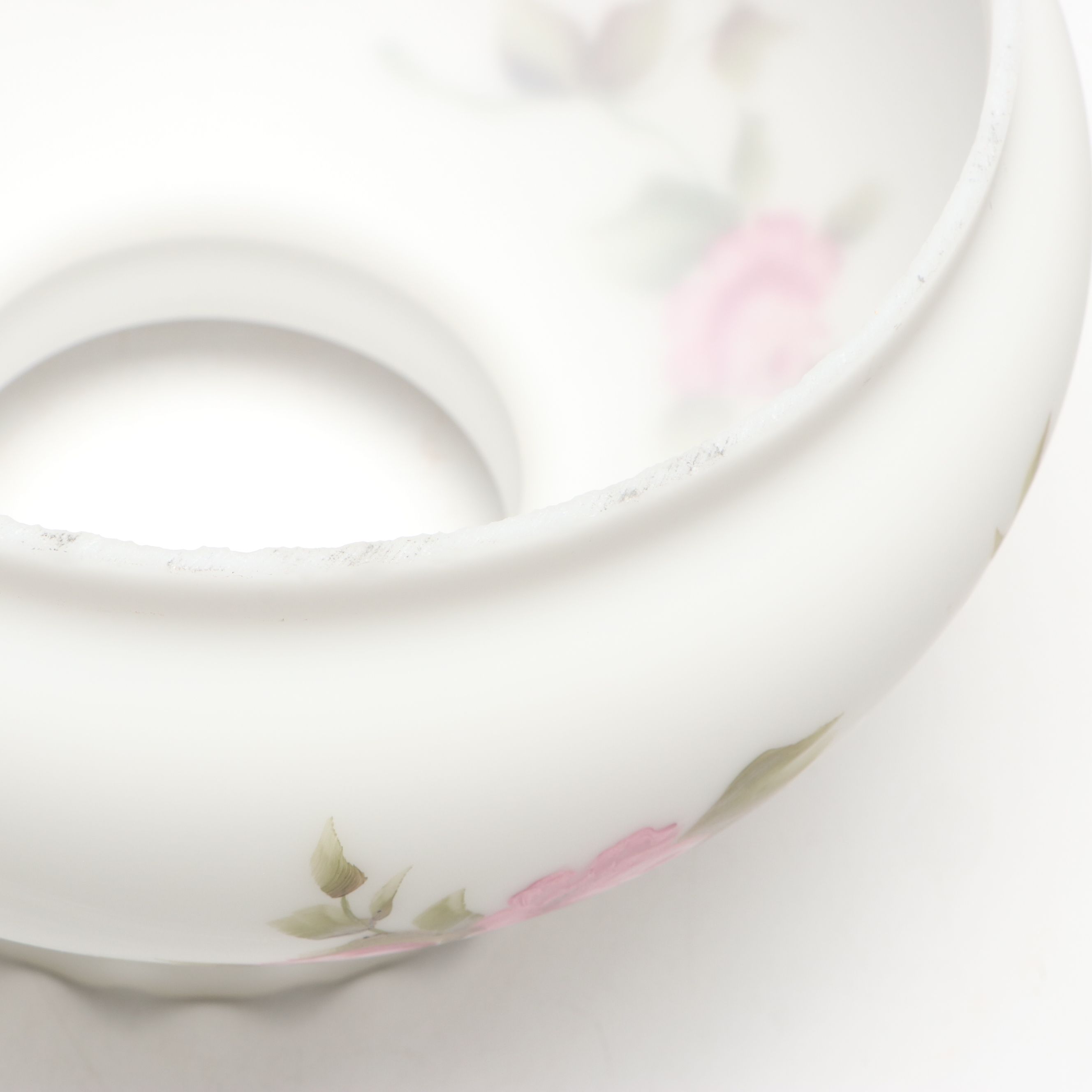 Victorian Style Hand-Painted Floral Milk Glass Parlor Lamp, Late 20th C.