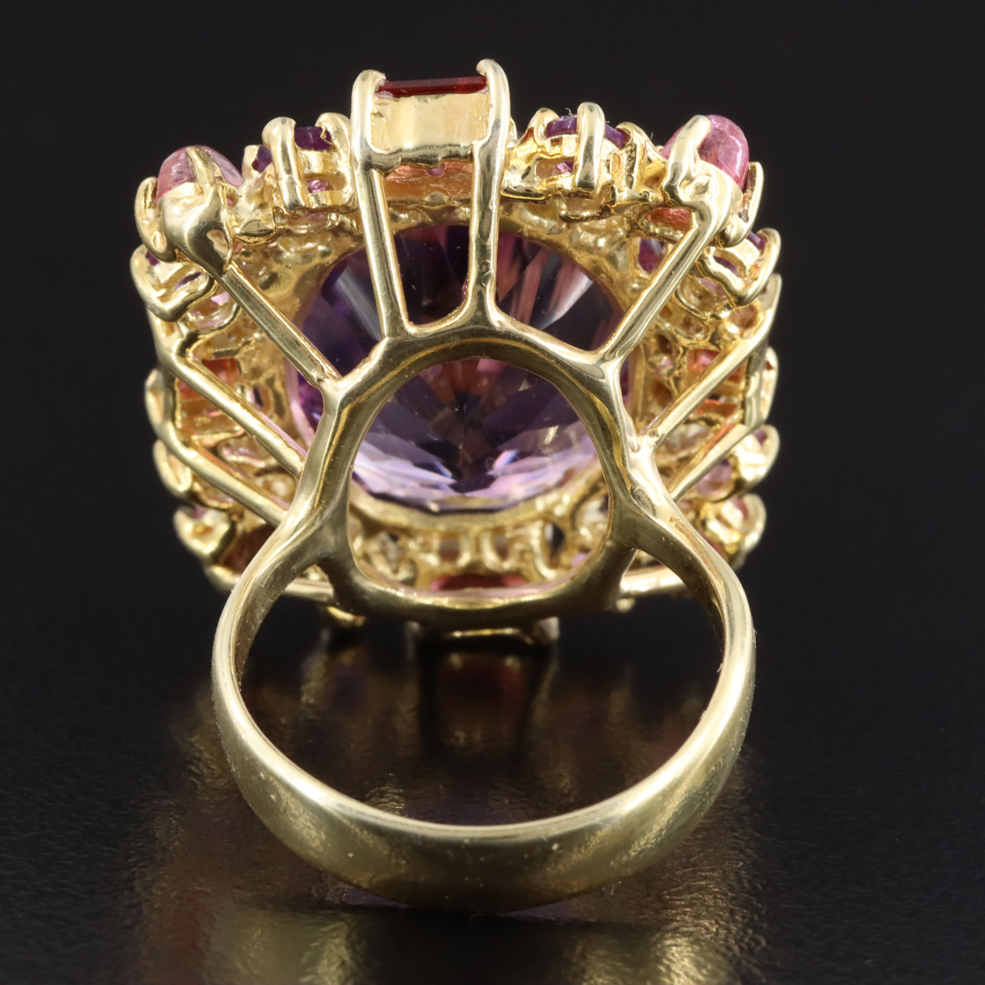 Sterling Amethyst, Rhodolite Garnet and Tourmaline Halo Ring